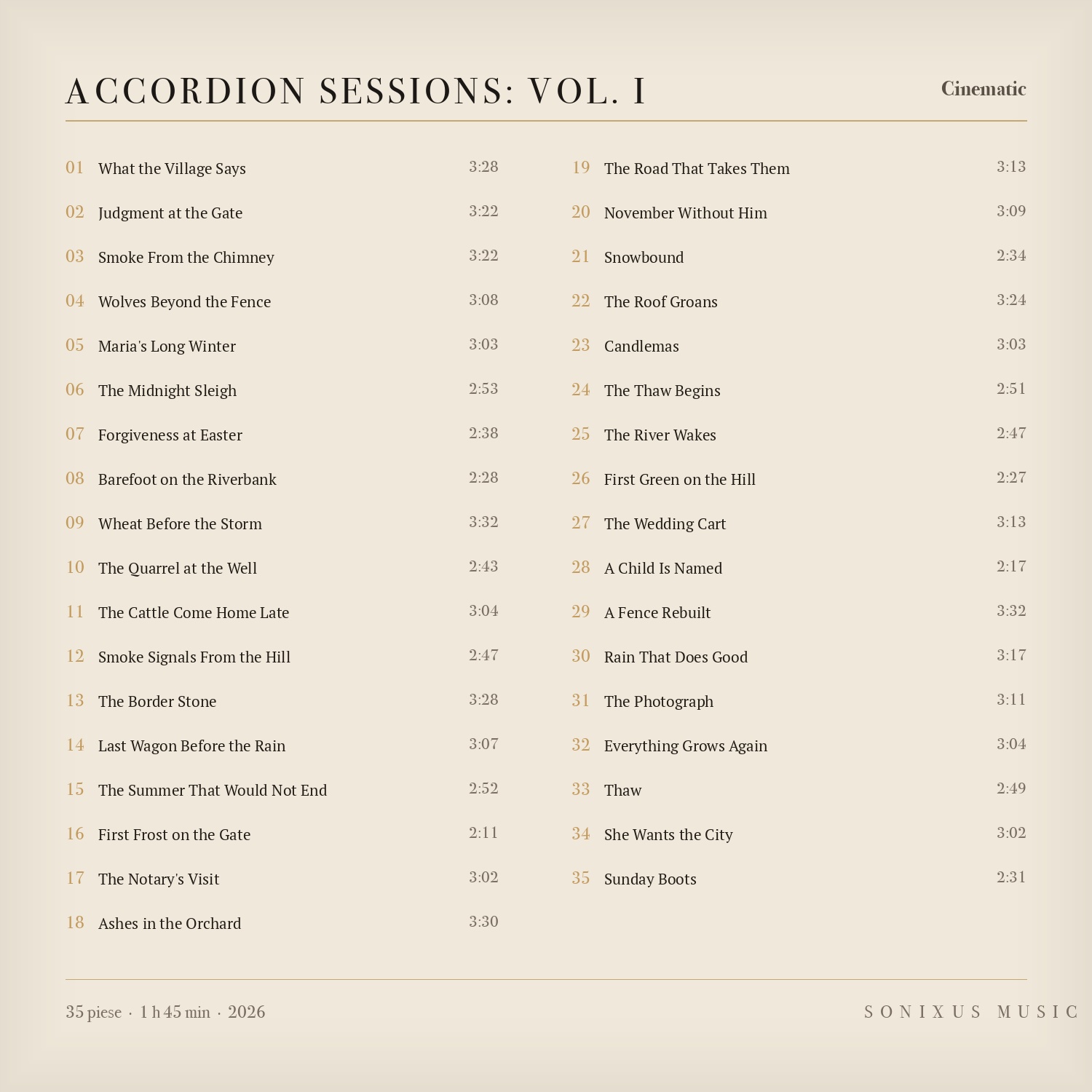 Accordion Sessions: Vol. I — tracklist