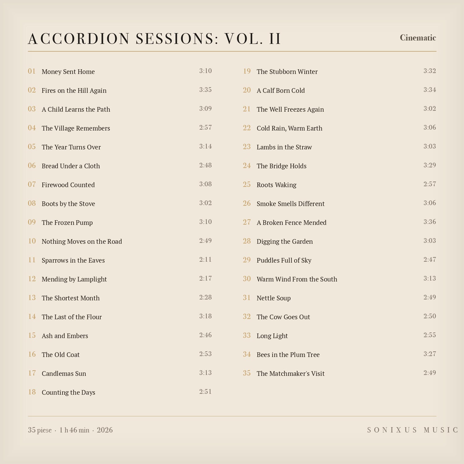Accordion Sessions: Vol. II — tracklist