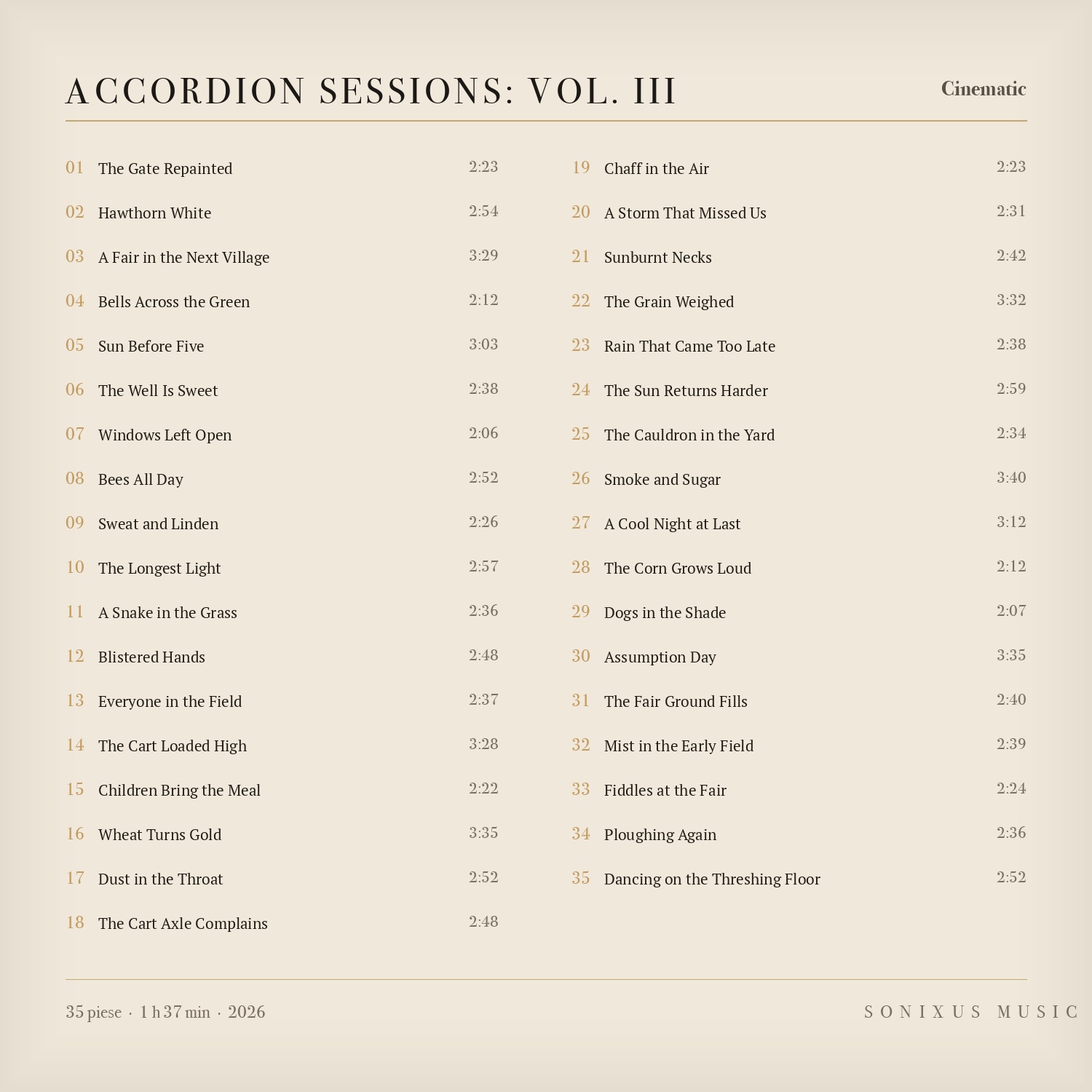 Accordion Sessions: Vol. III — tracklist