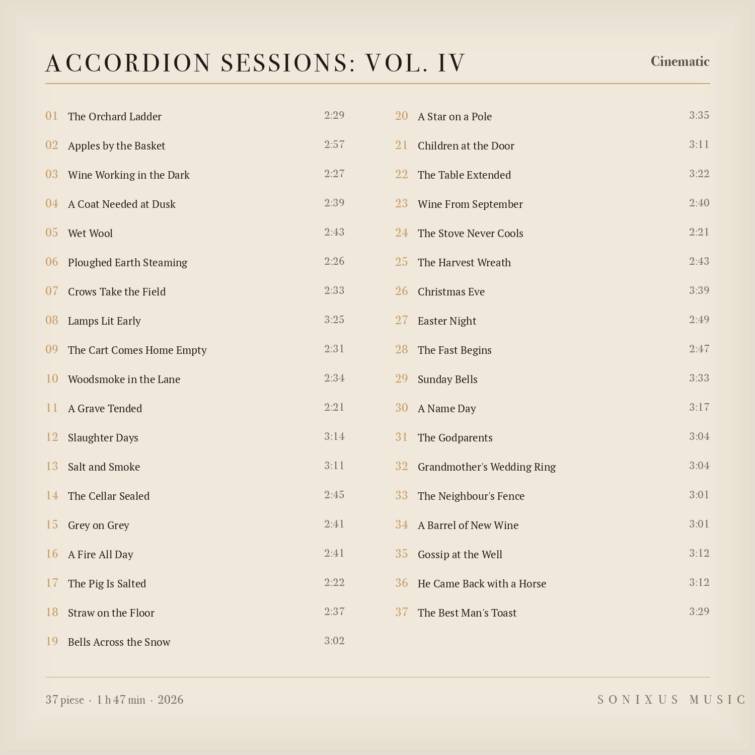 Accordion Sessions: Vol. IV — tracklist