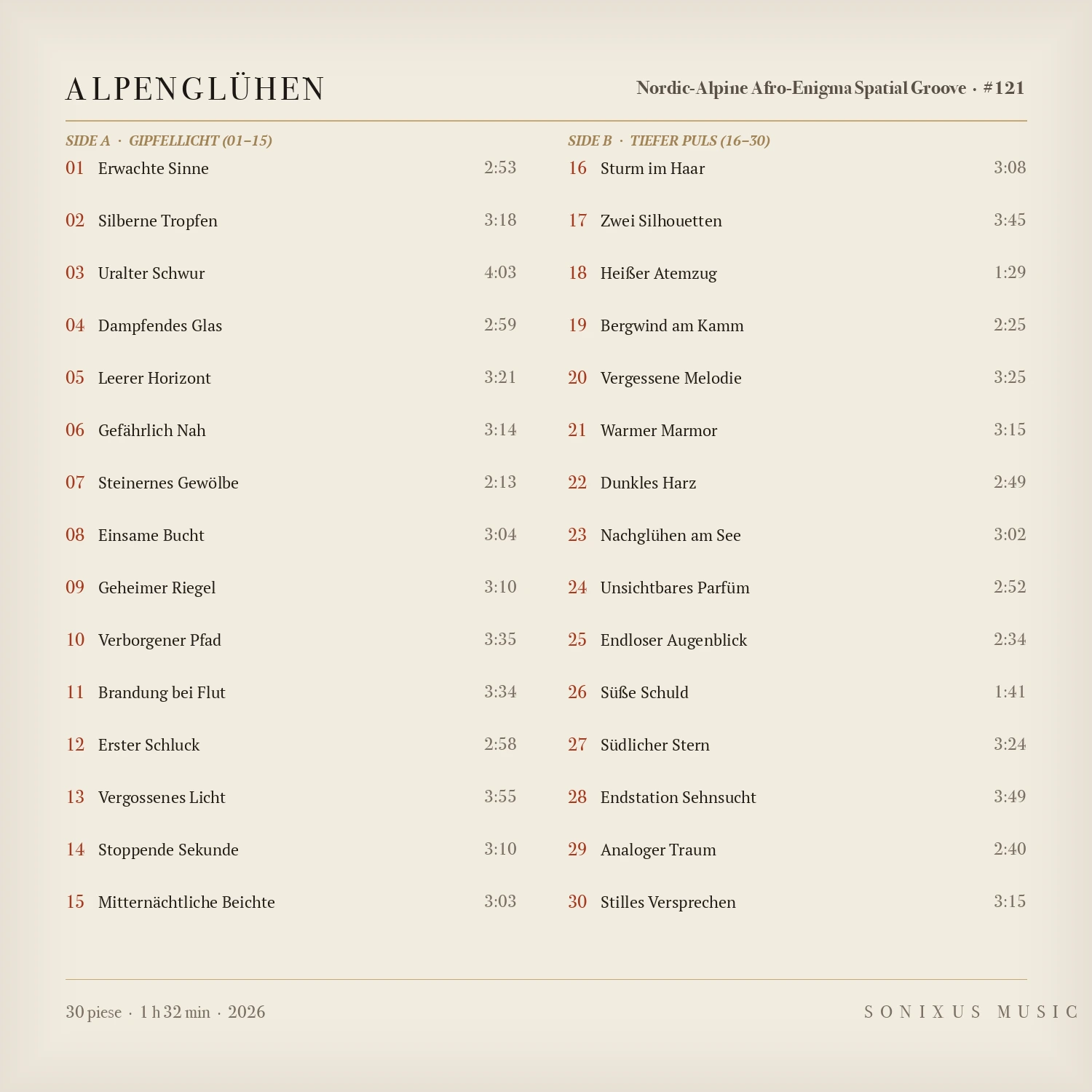 Alpenglühen — tracklist