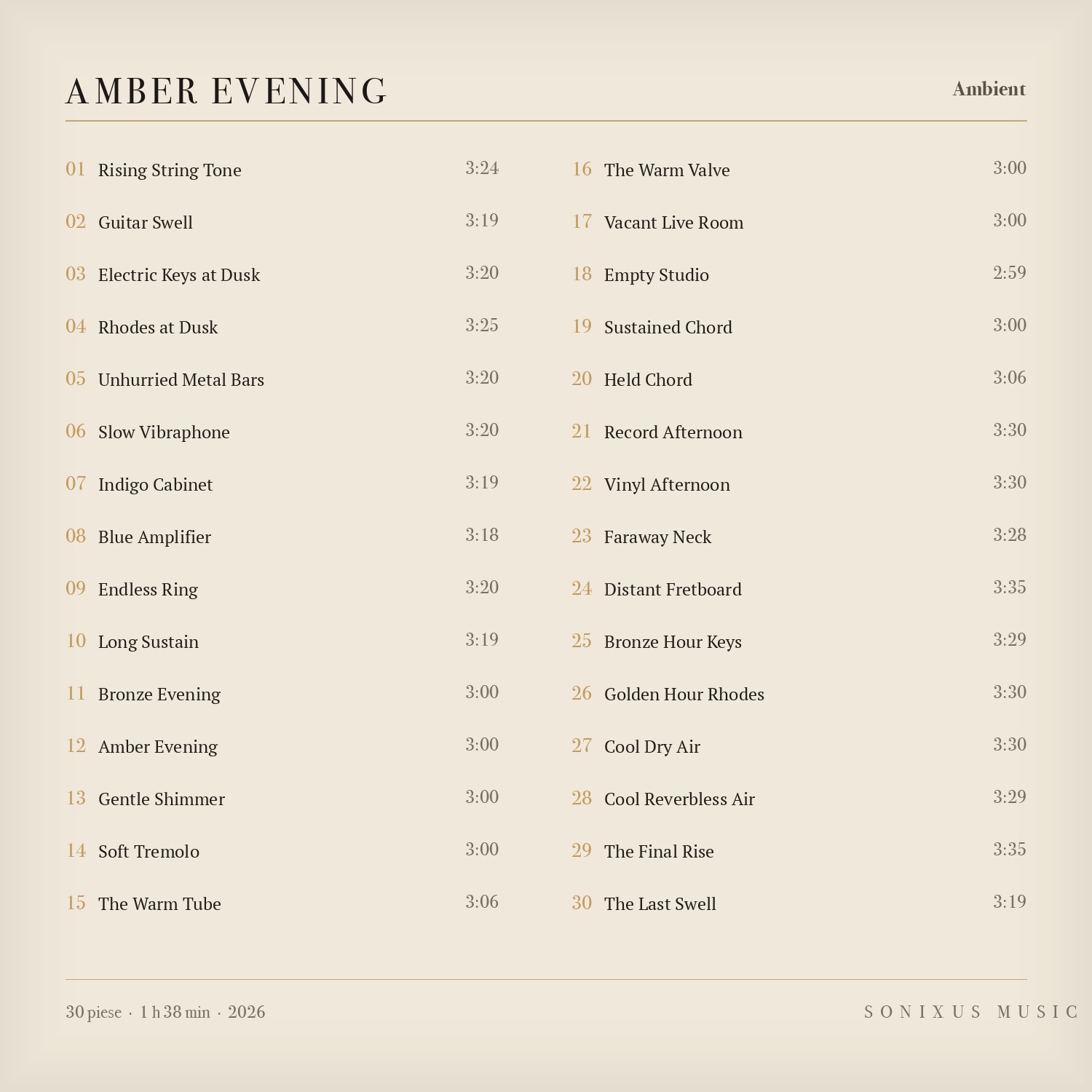 Amber Evening — tracklist