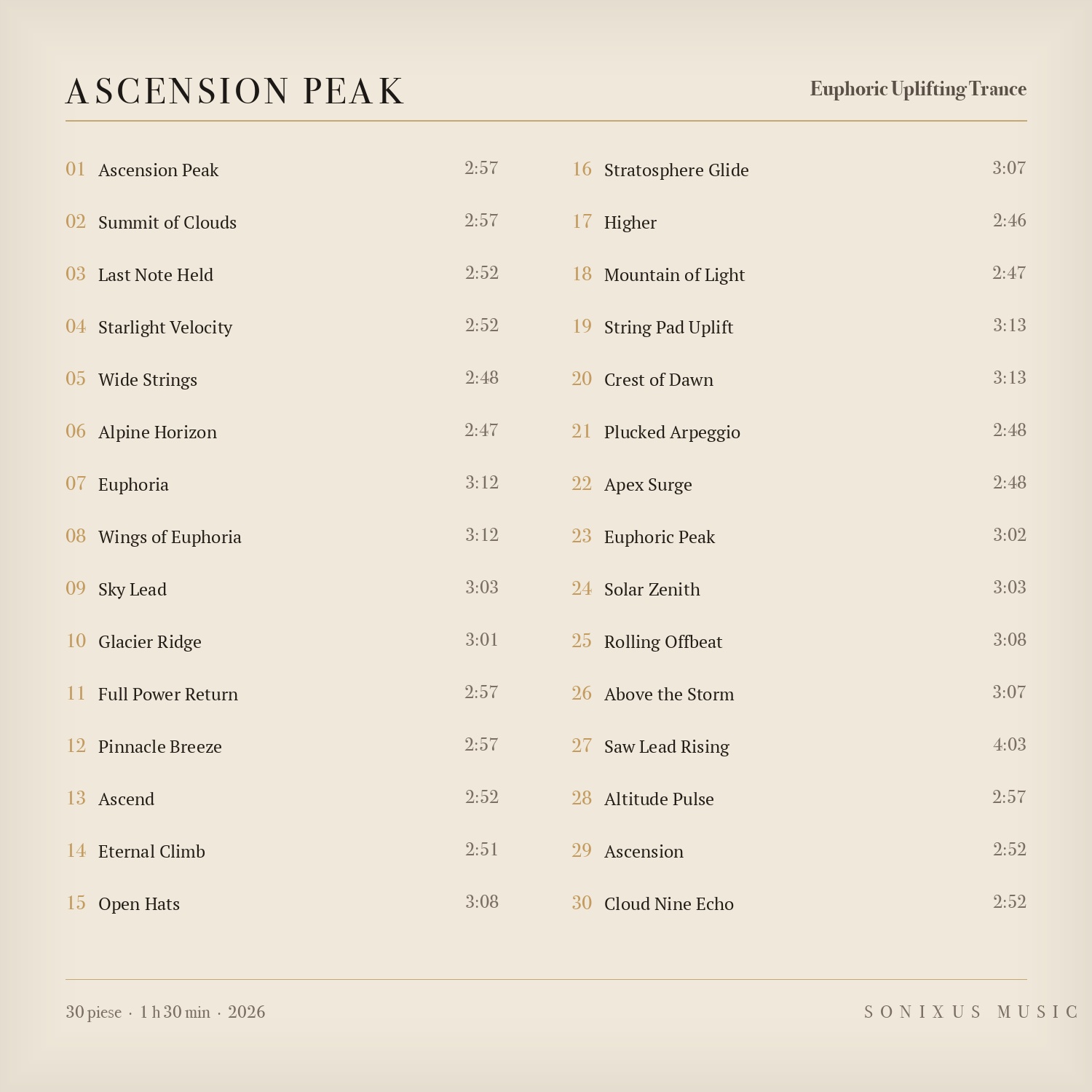 Ascension Peak — tracklist