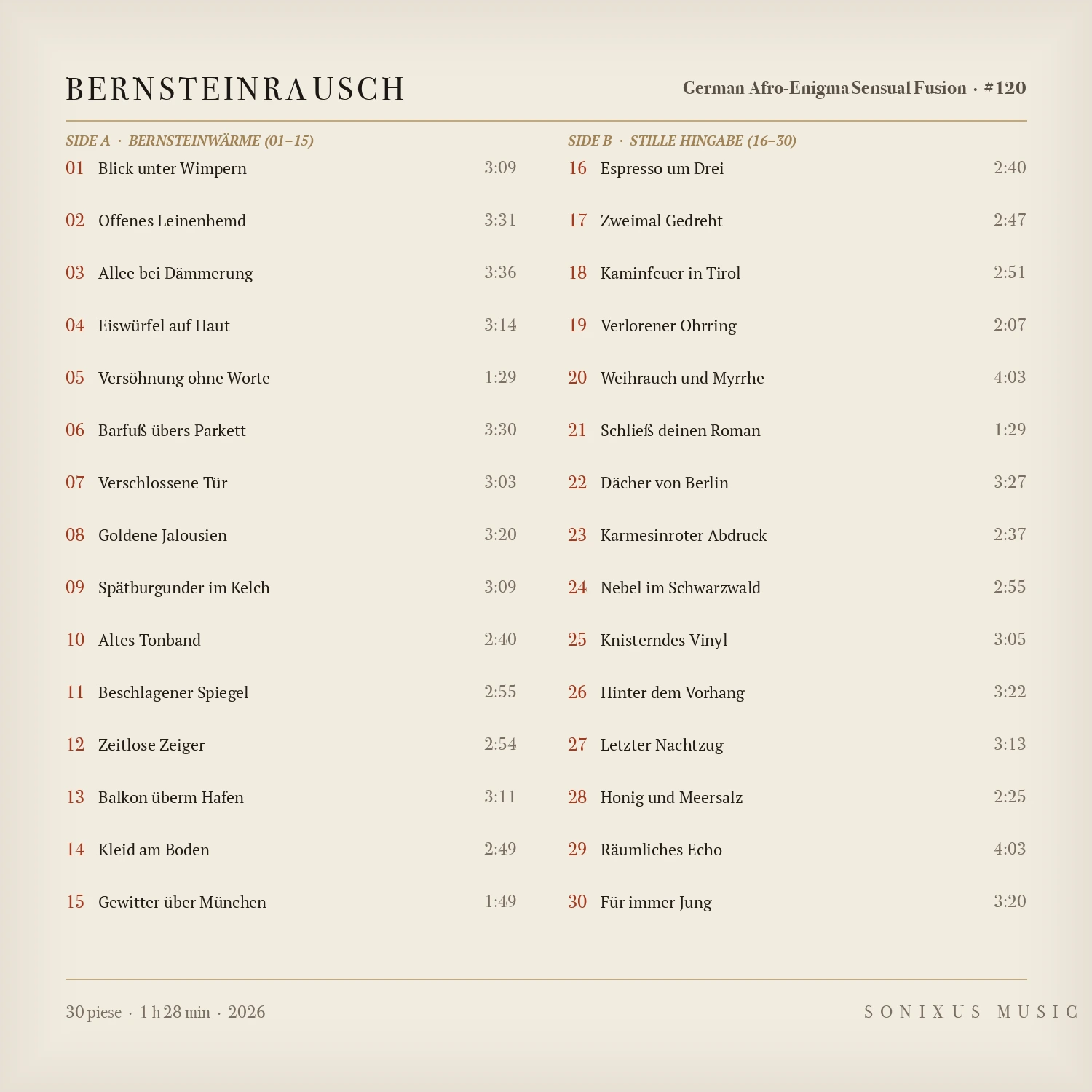 Bernsteinrausch — tracklist