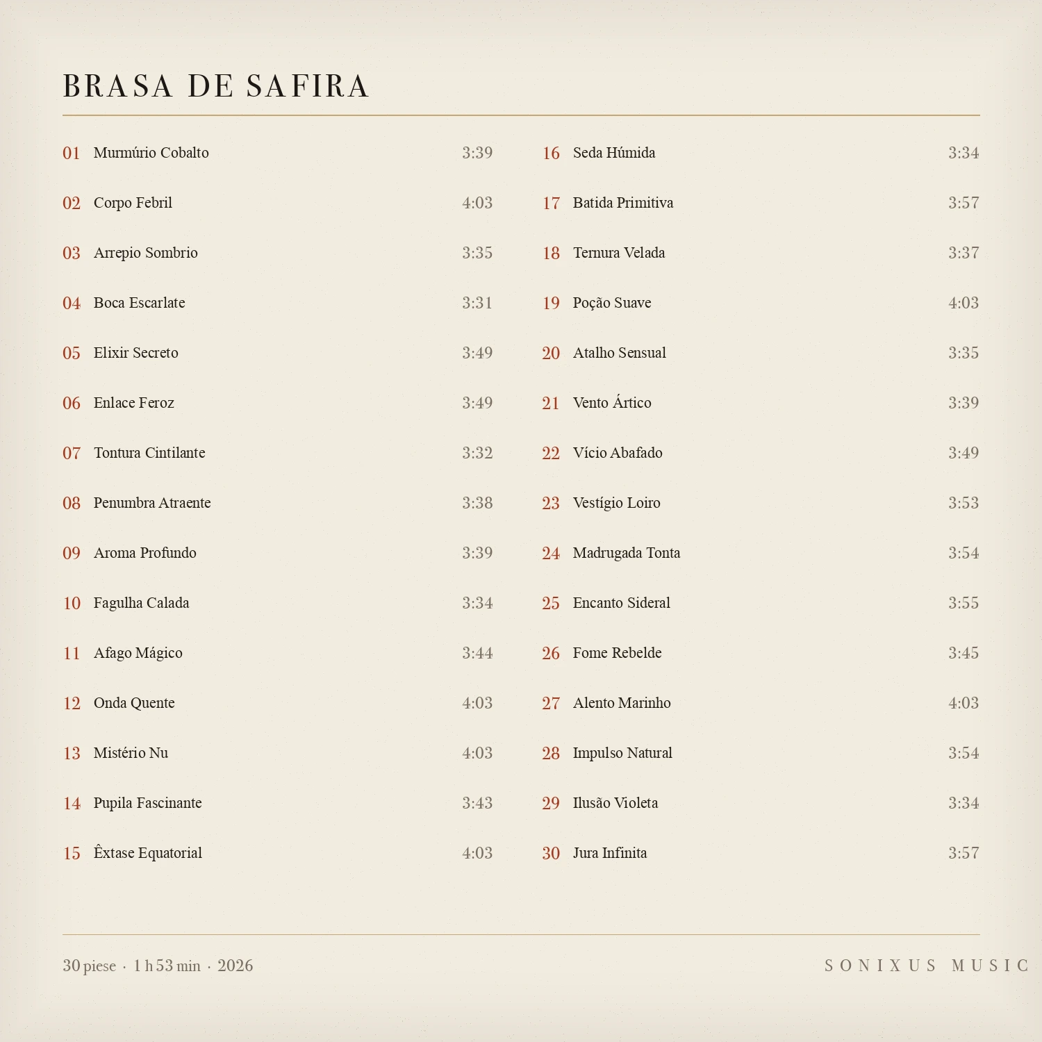Brasa de Safira — tracklist