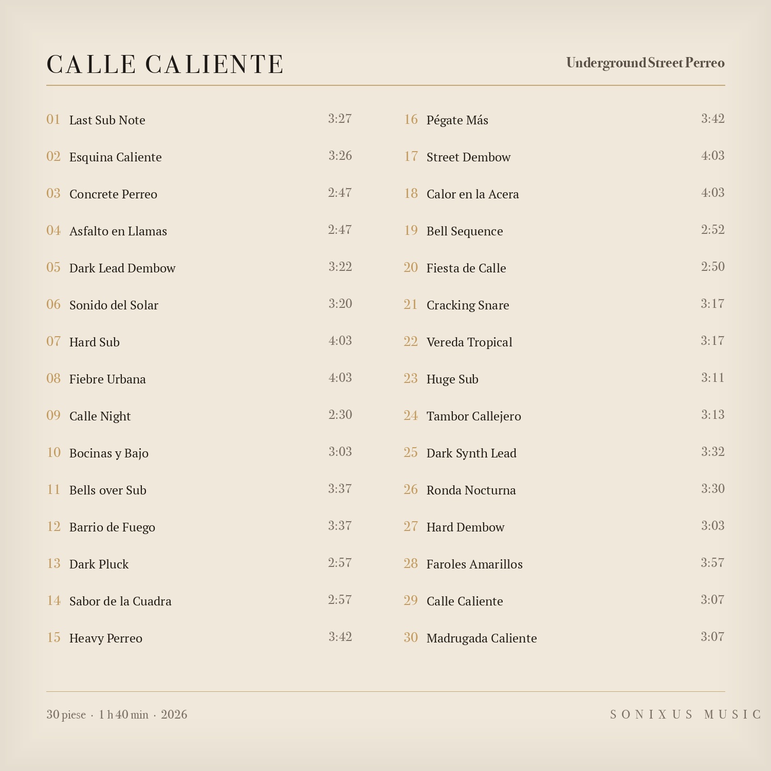 Calle Caliente — tracklist