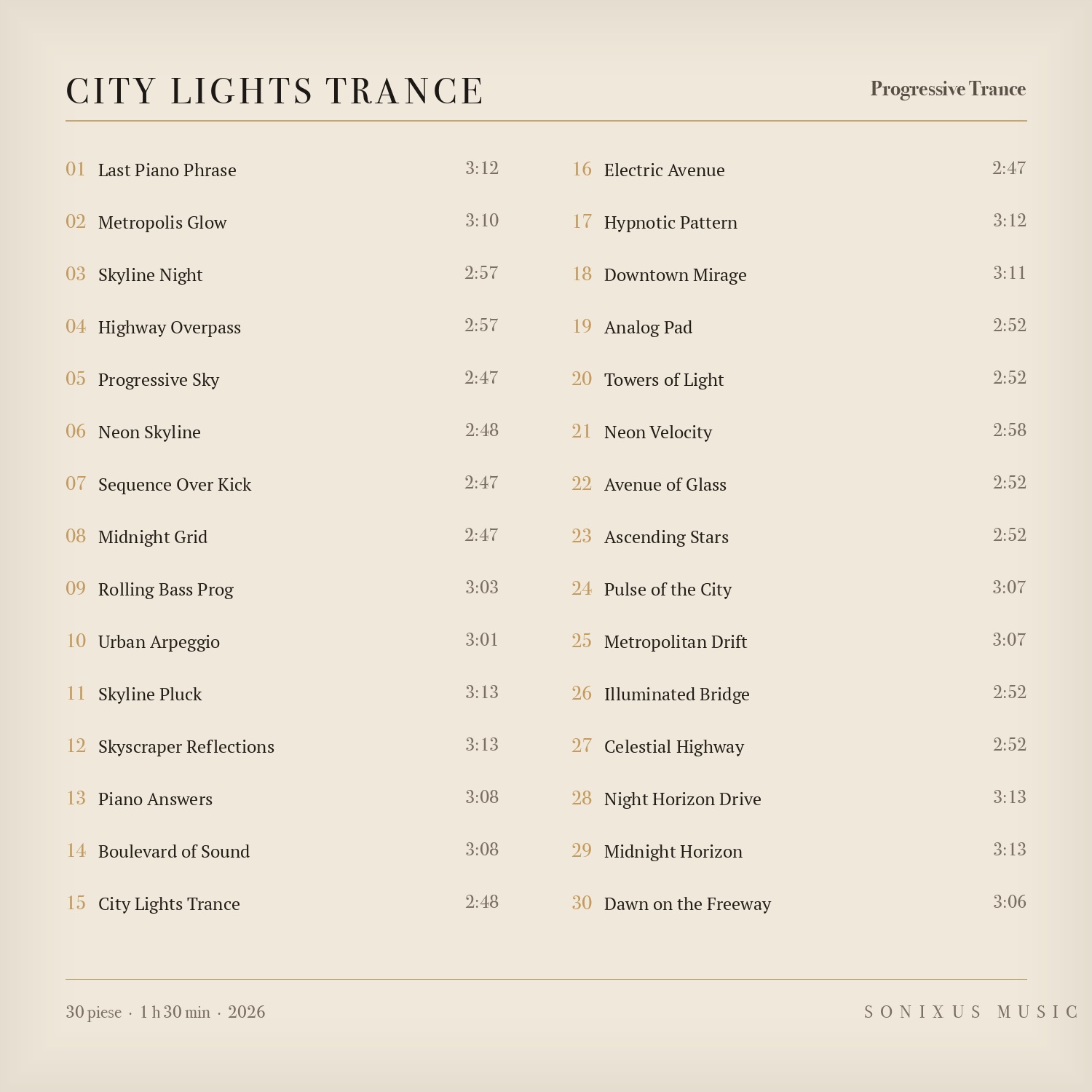 City Lights Trance — tracklist