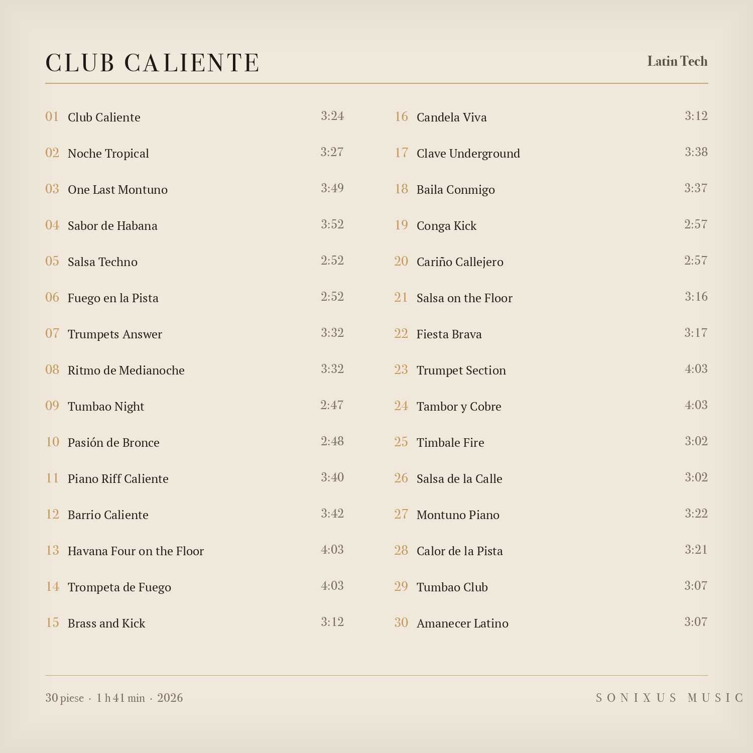 Club Caliente — tracklist