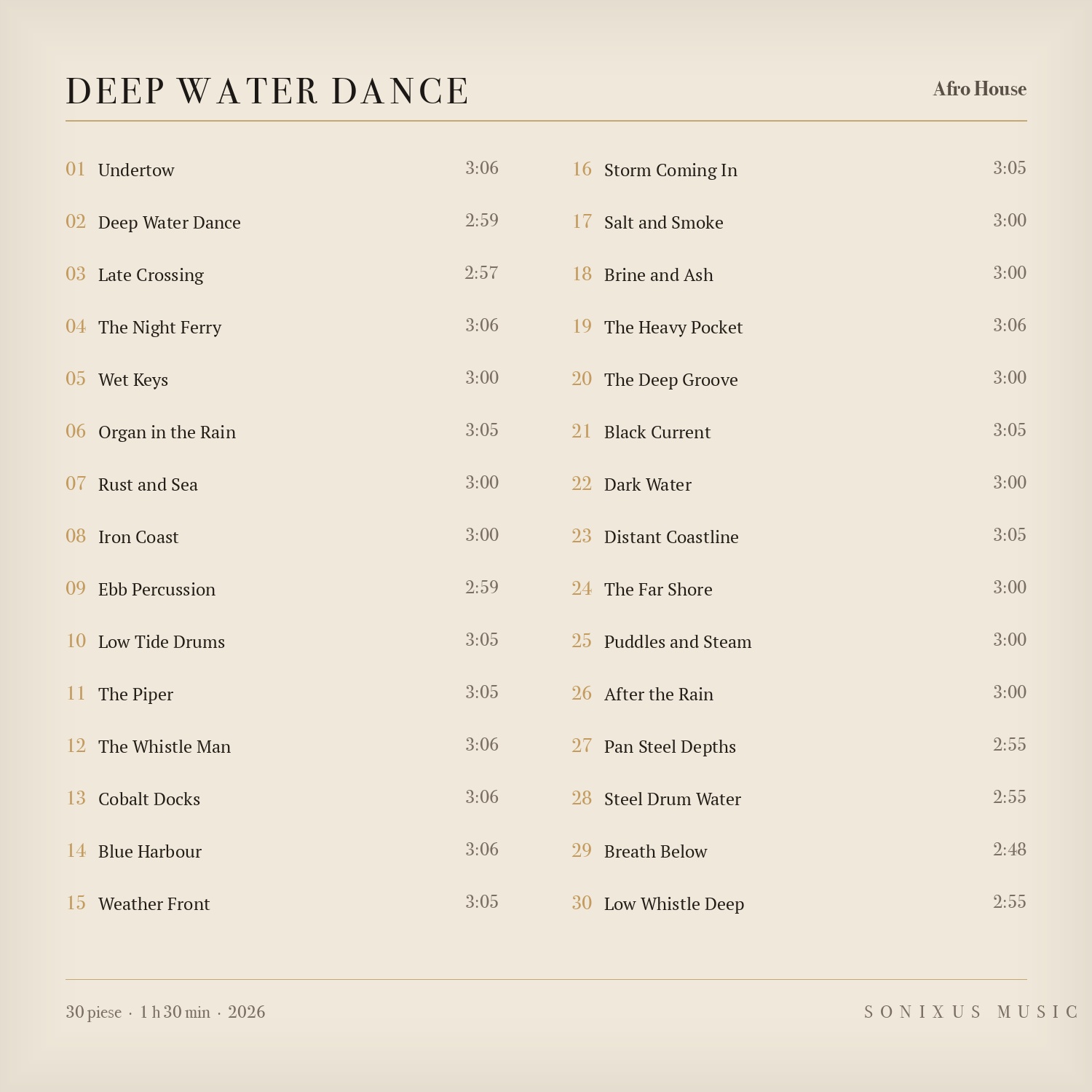 Deep Water Dance — tracklist