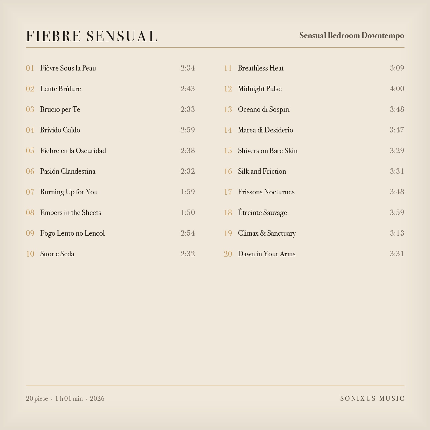 Fiebre Sensual — tracklist