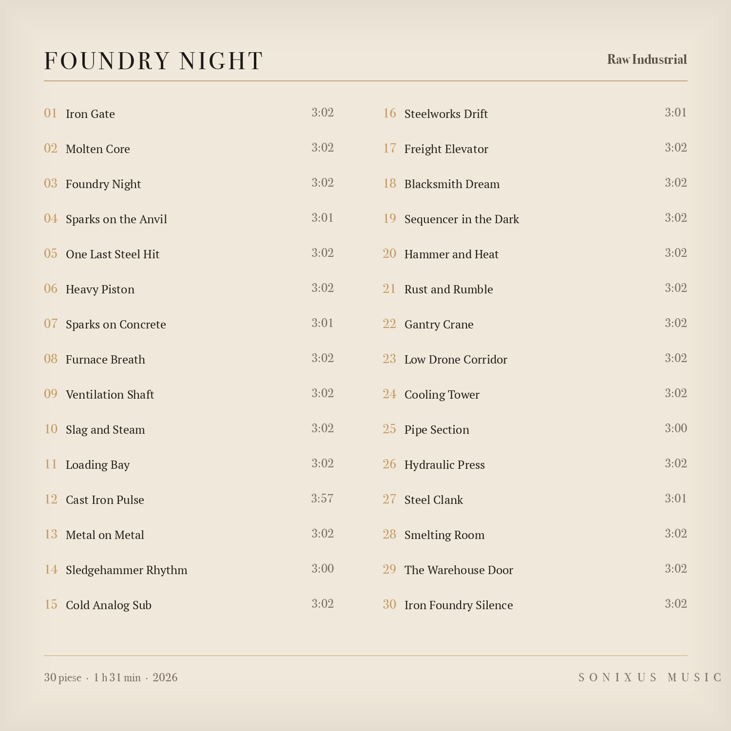 Foundry Night — tracklist