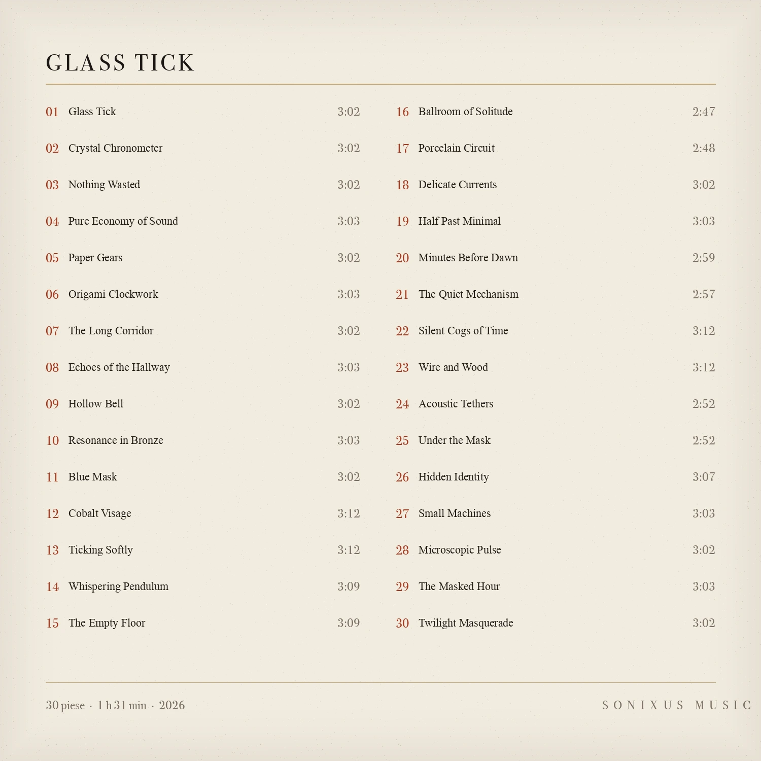 Glass Tick — tracklist