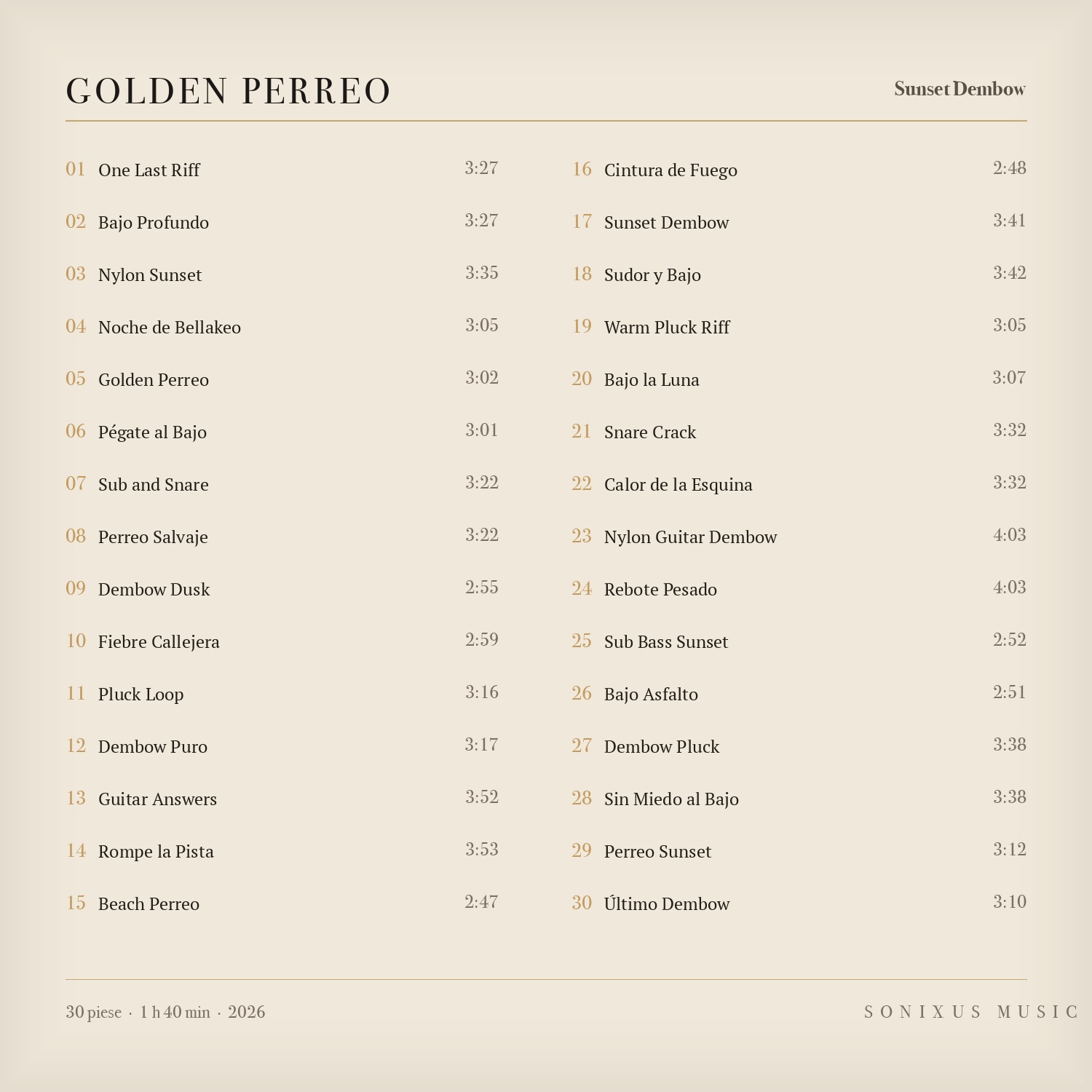 Golden Perreo — tracklist