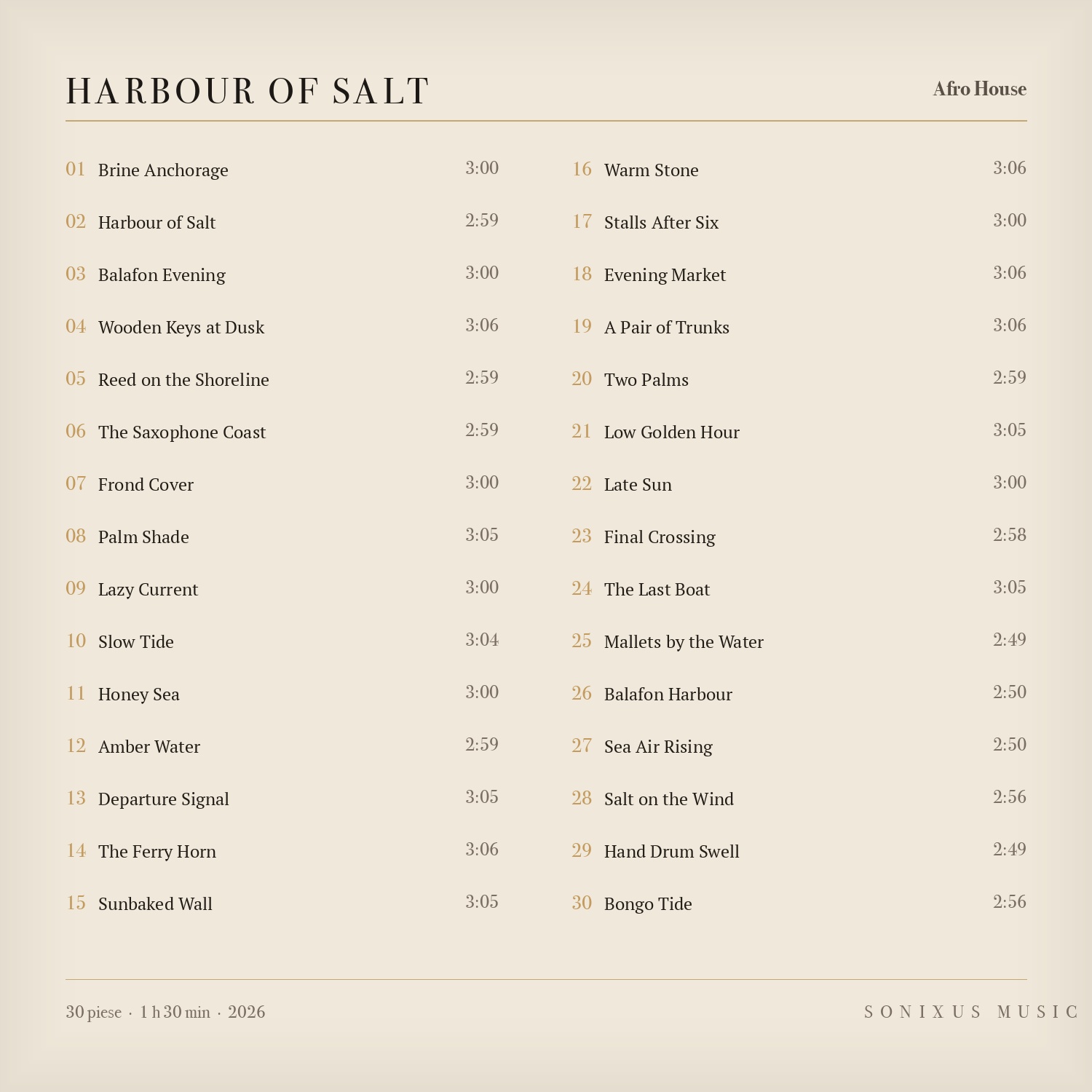 Harbour of Salt — tracklist
