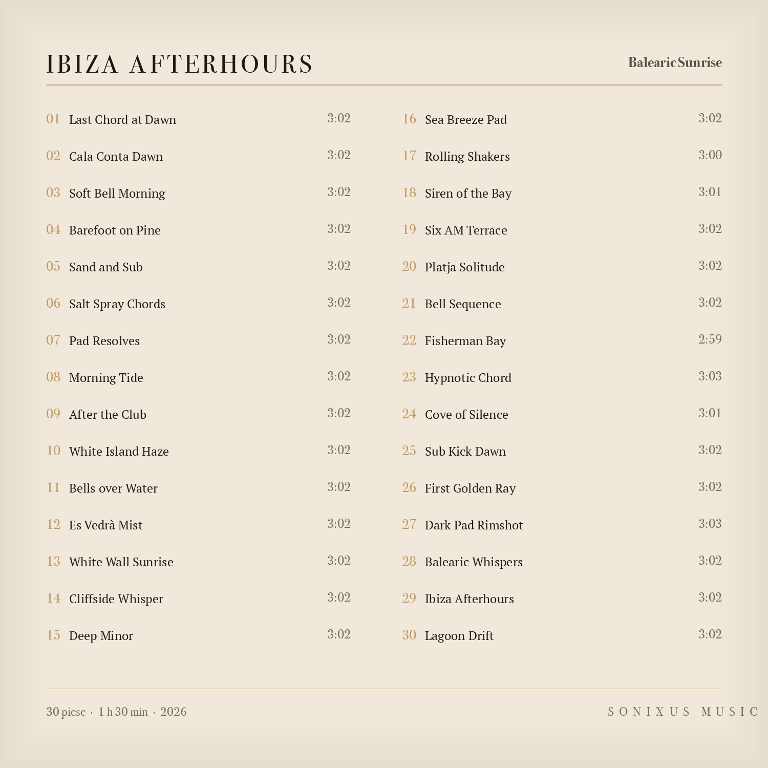 Ibiza Afterhours — tracklist