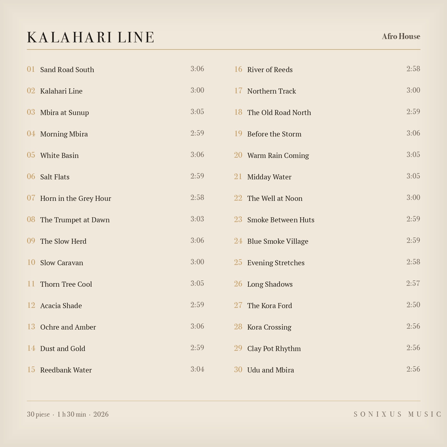 Kalahari Line — tracklist