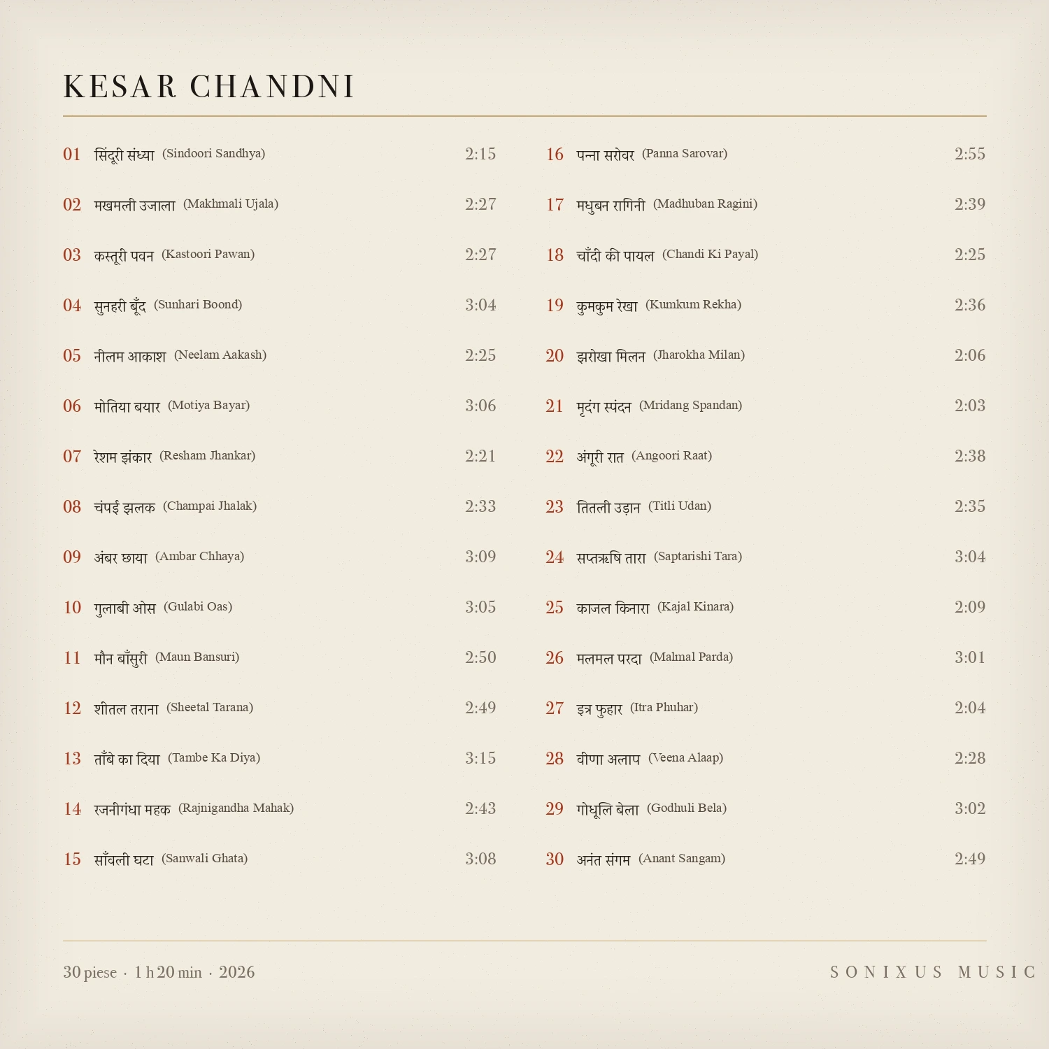 Kesar Chandni — tracklist