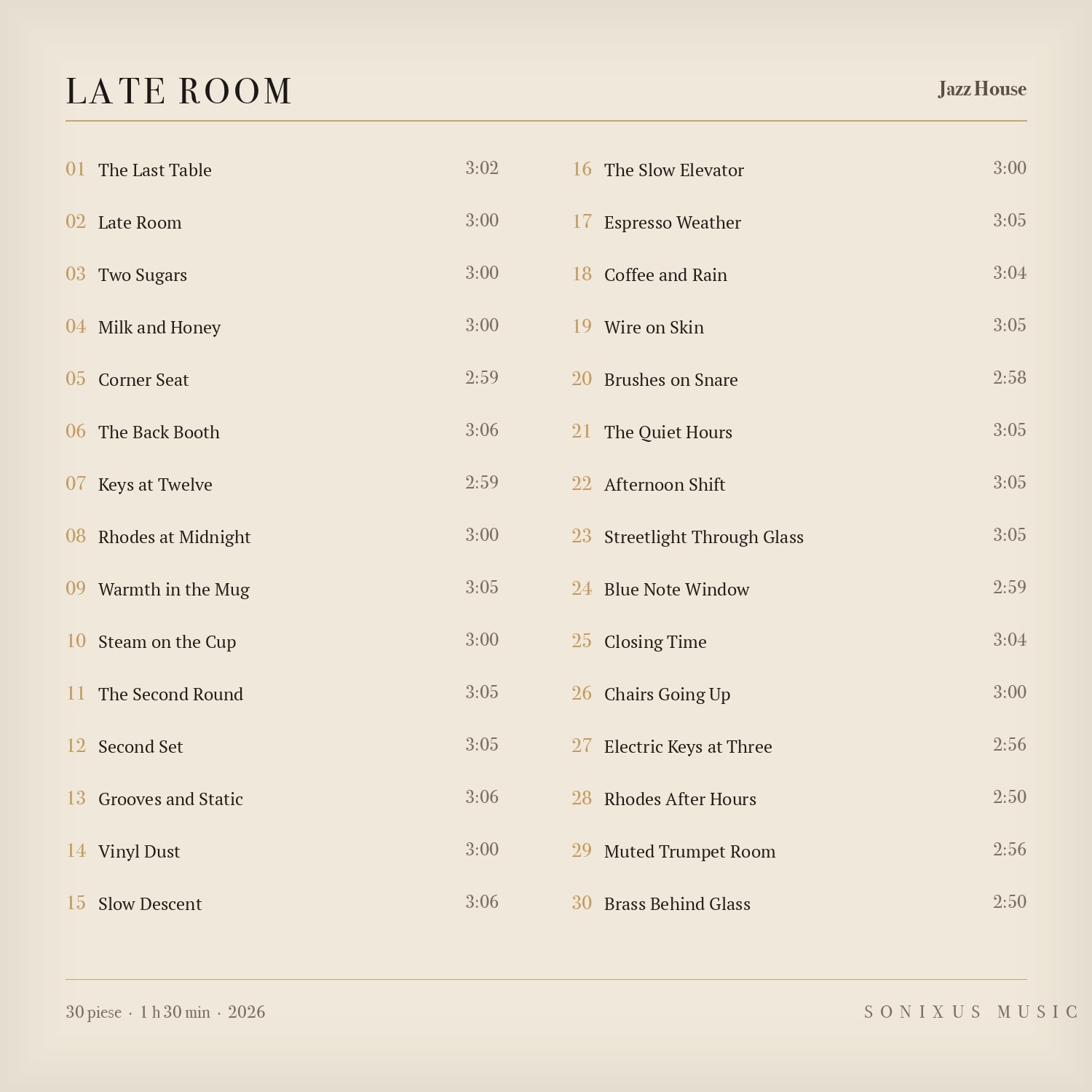Late Room — tracklist