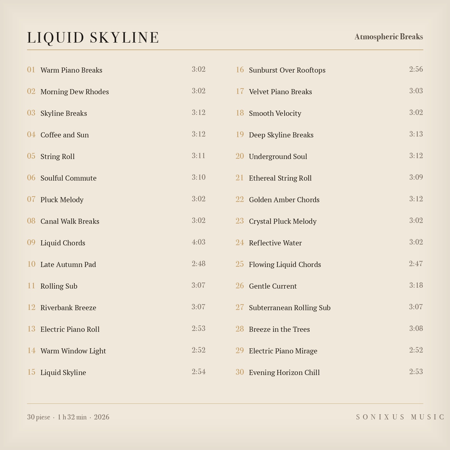 Liquid Skyline — tracklist