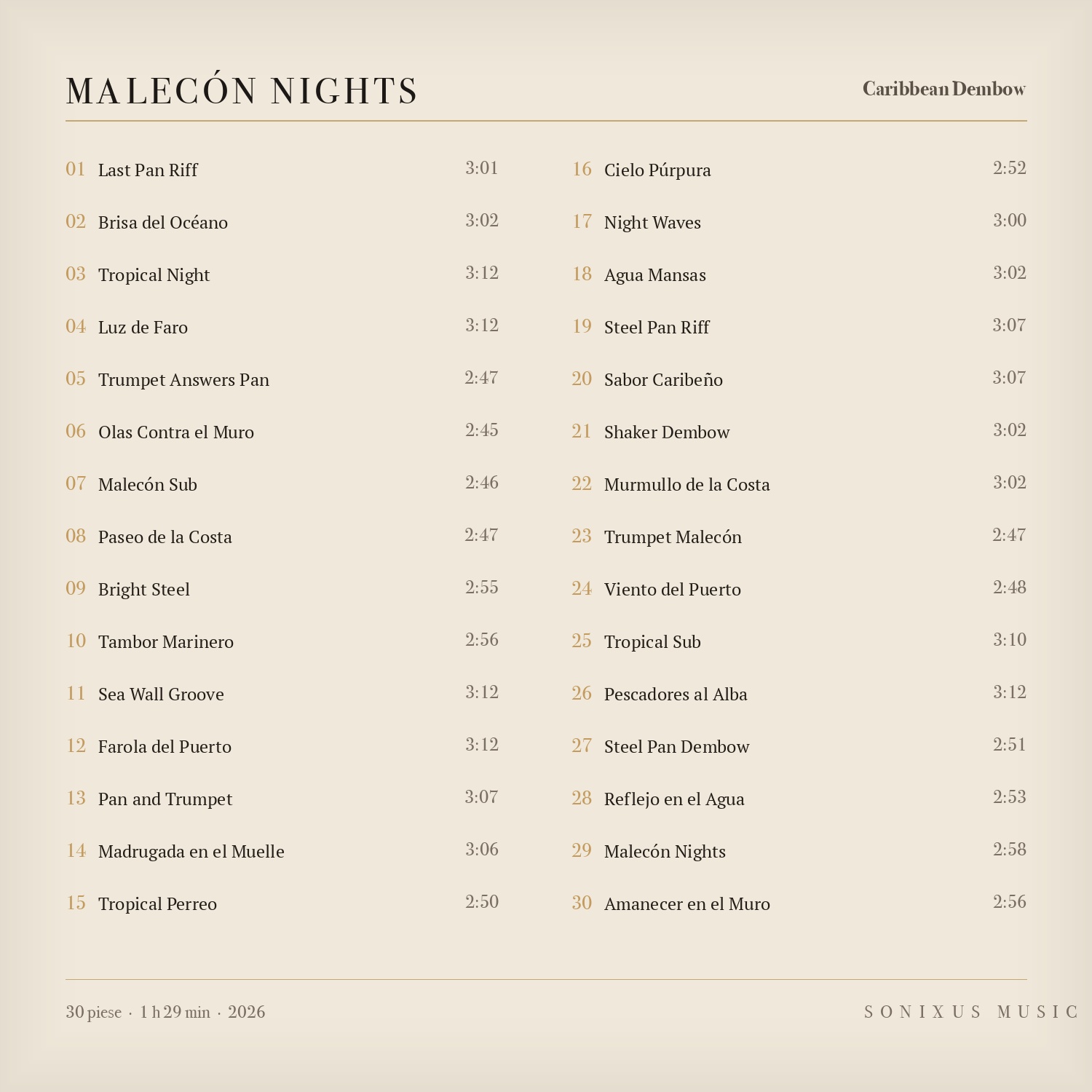 Malecón Nights — tracklist