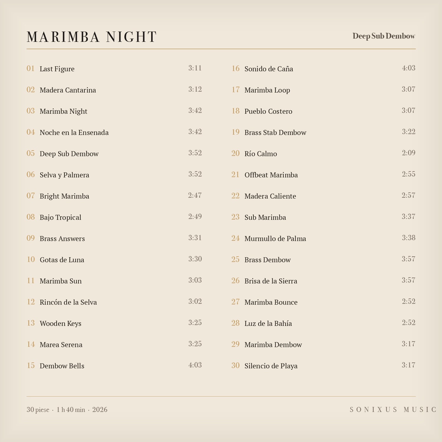 Marimba Night — tracklist