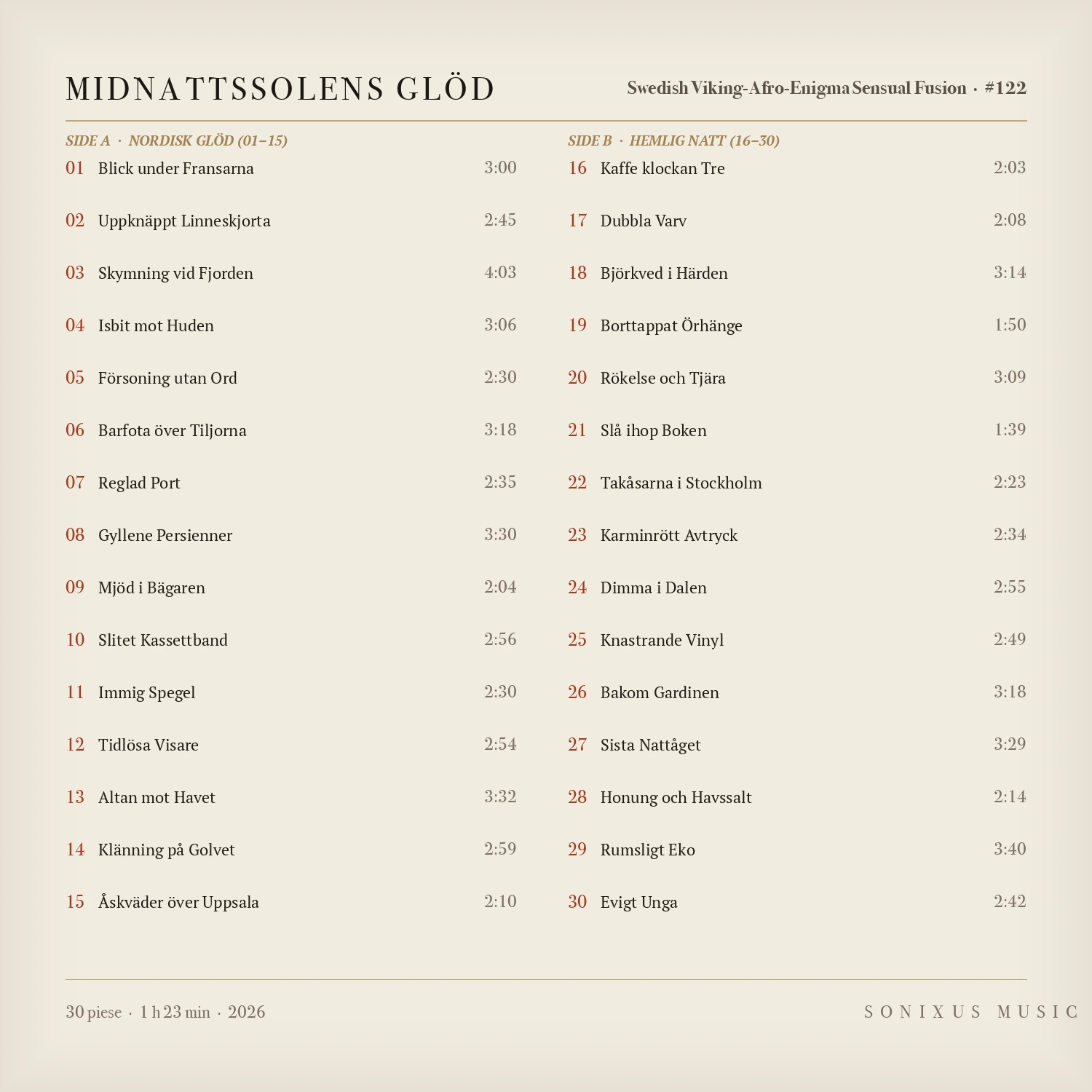 Midnattssolens Glöd — tracklist