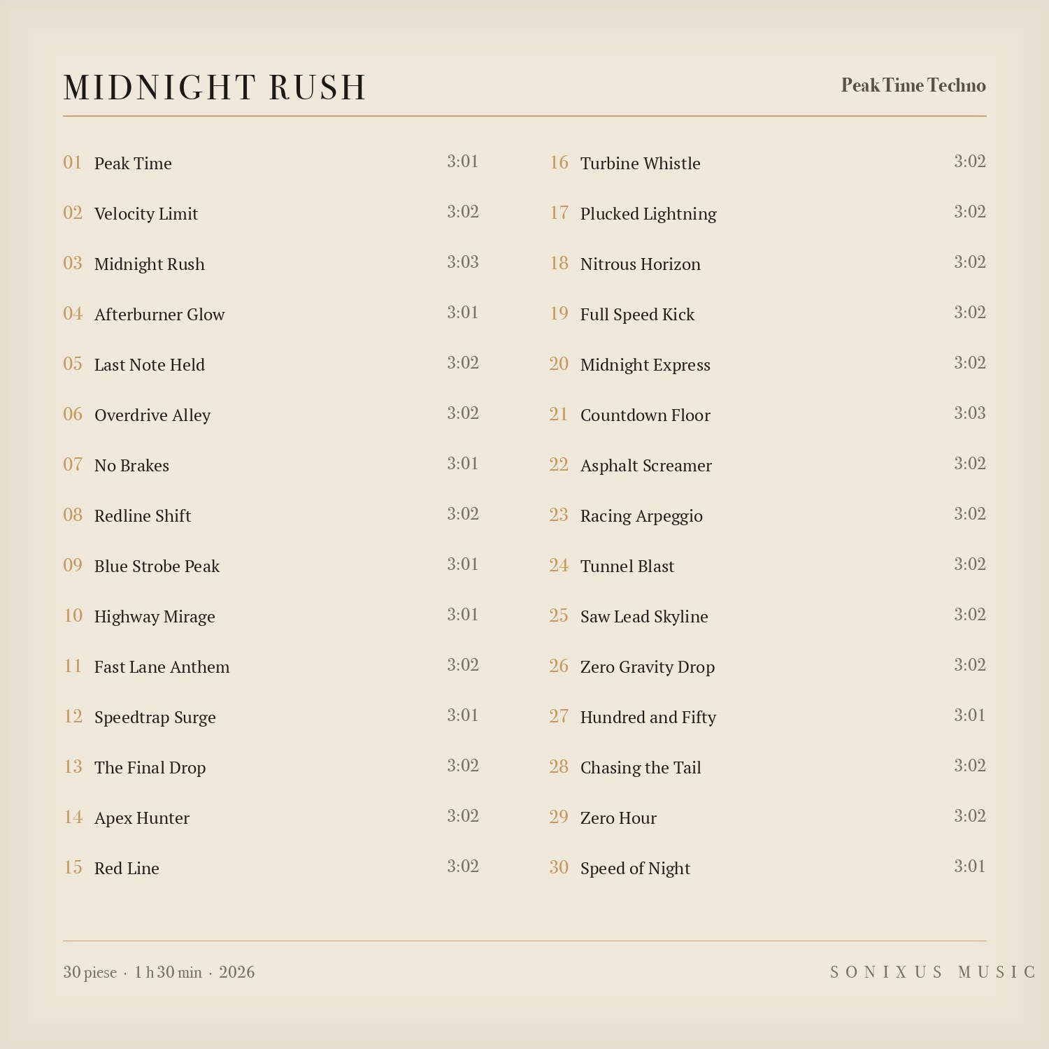 Midnight Rush — tracklist