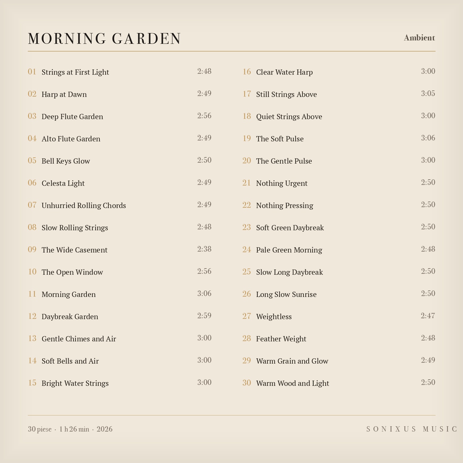 Morning Garden — tracklist