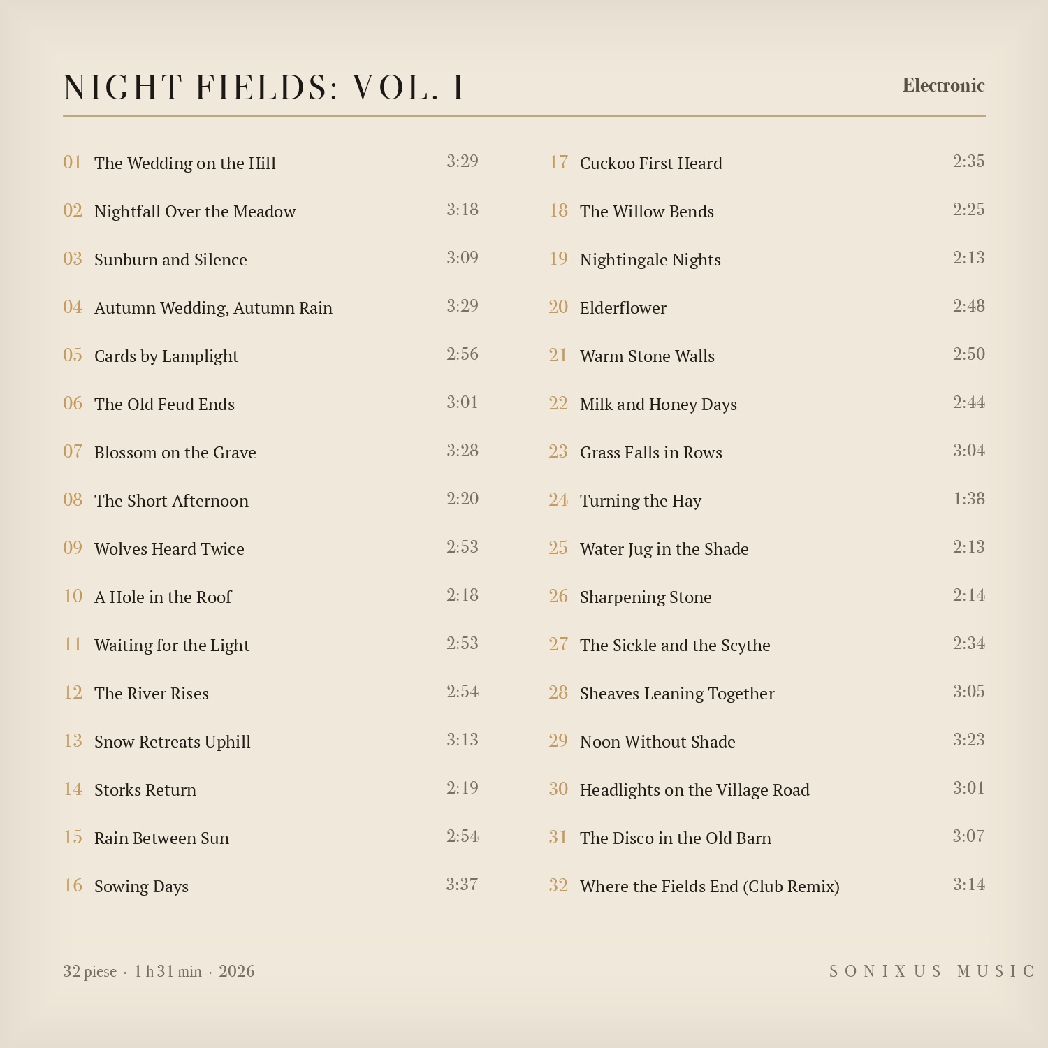 Night Fields: Vol. I — tracklist