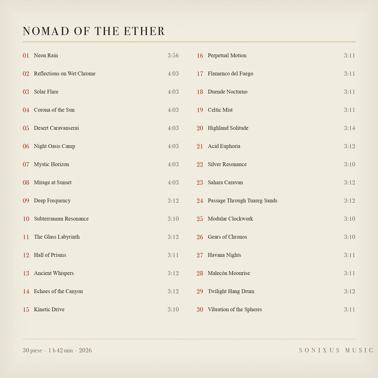 Nomad of the Ether — tracklist