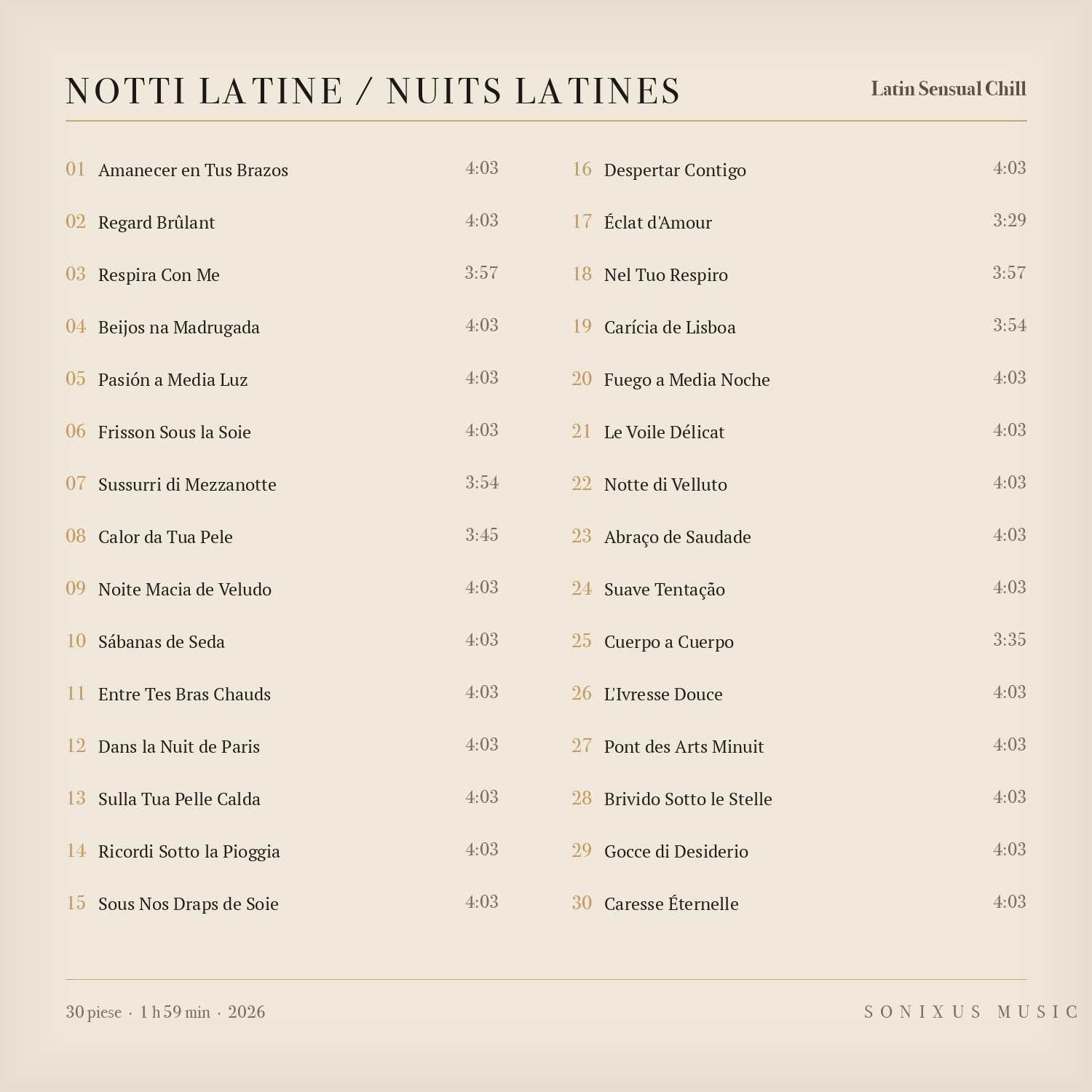 Notti Latine / Nuits Latines — tracklist