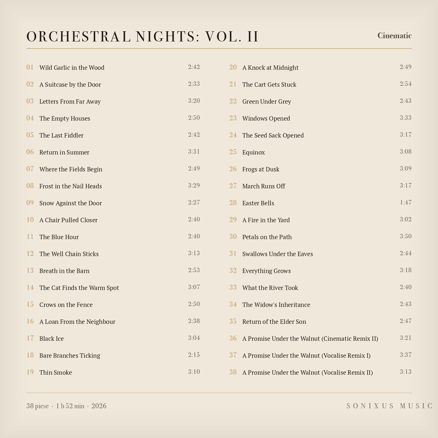 Orchestral Nights: Vol. II — tracklist
