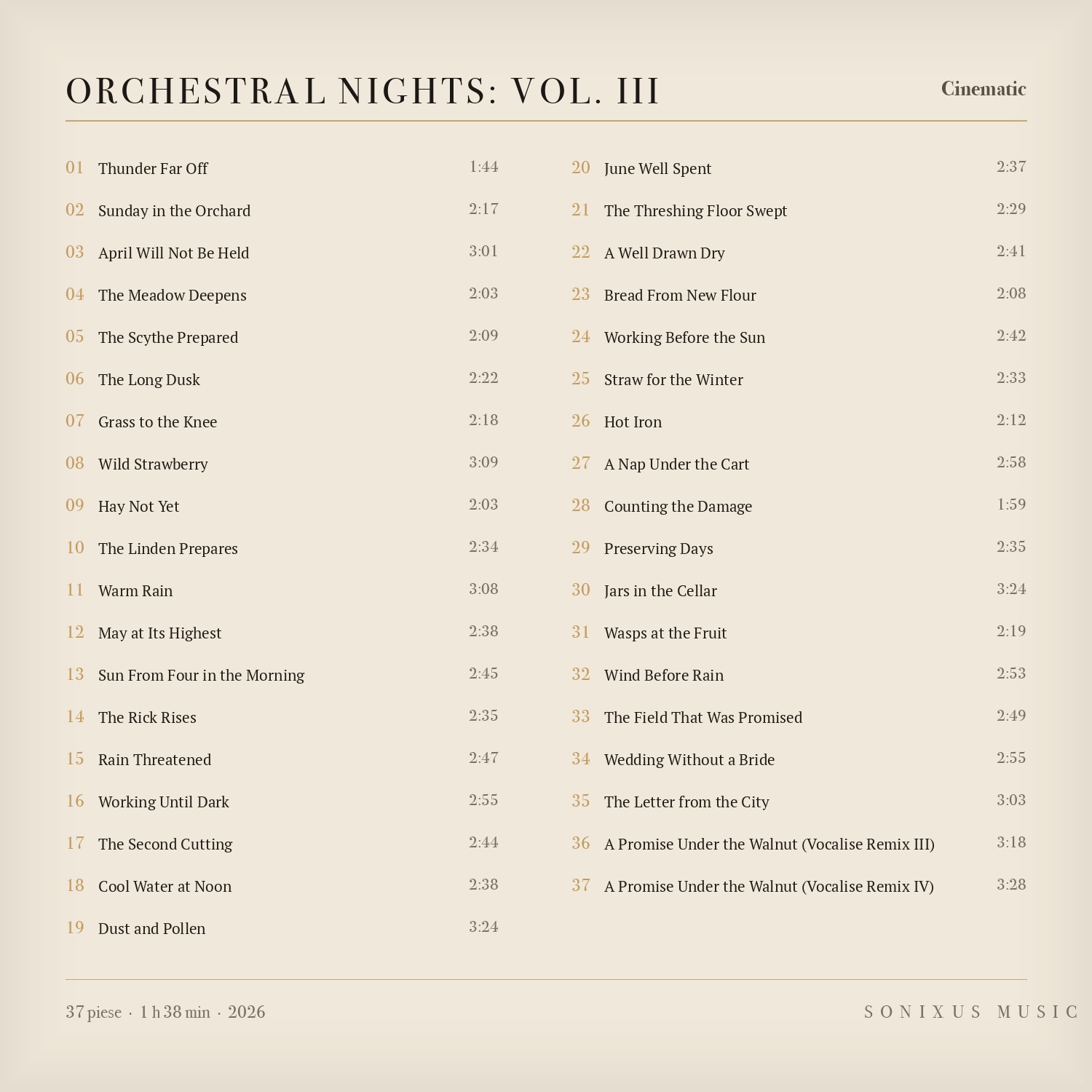 Orchestral Nights: Vol. III — tracklist