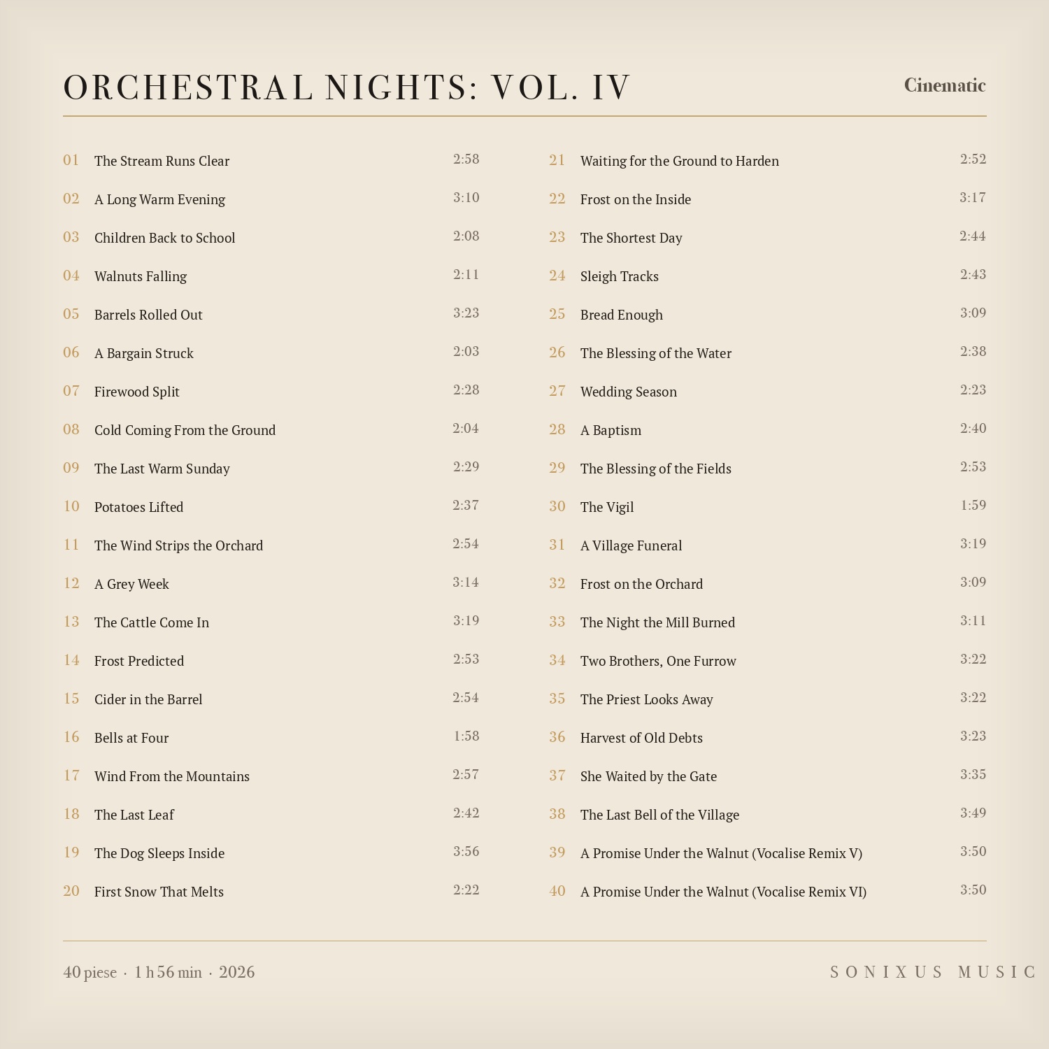 Orchestral Nights: Vol. IV — tracklist