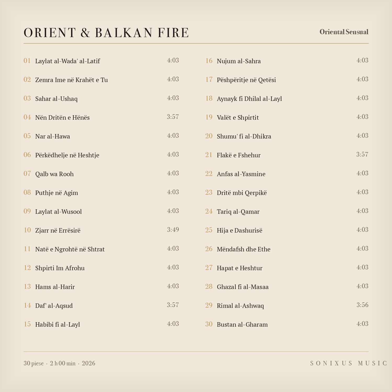 Orient & Balkan Fire — tracklist
