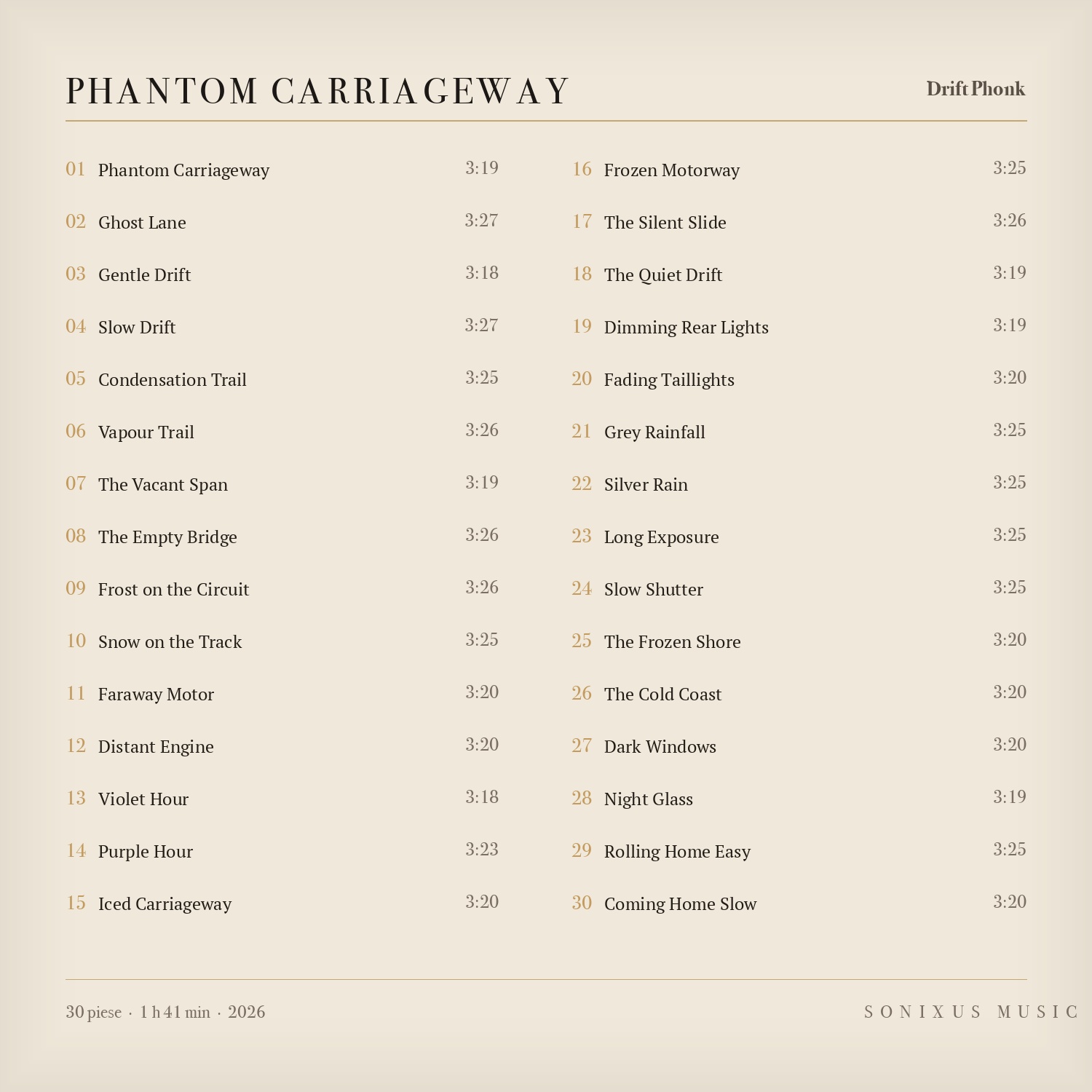 Phantom Carriageway — tracklist
