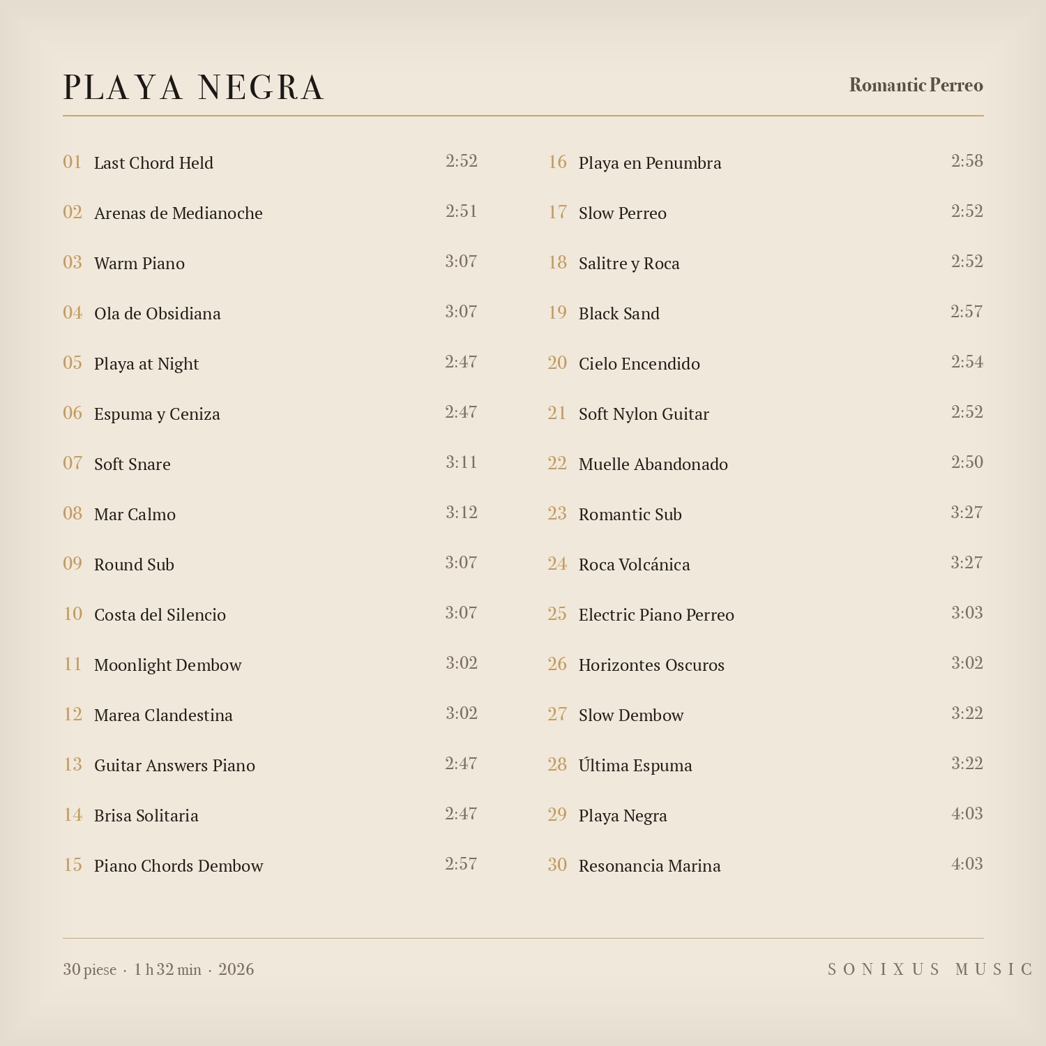 Playa Negra — tracklist