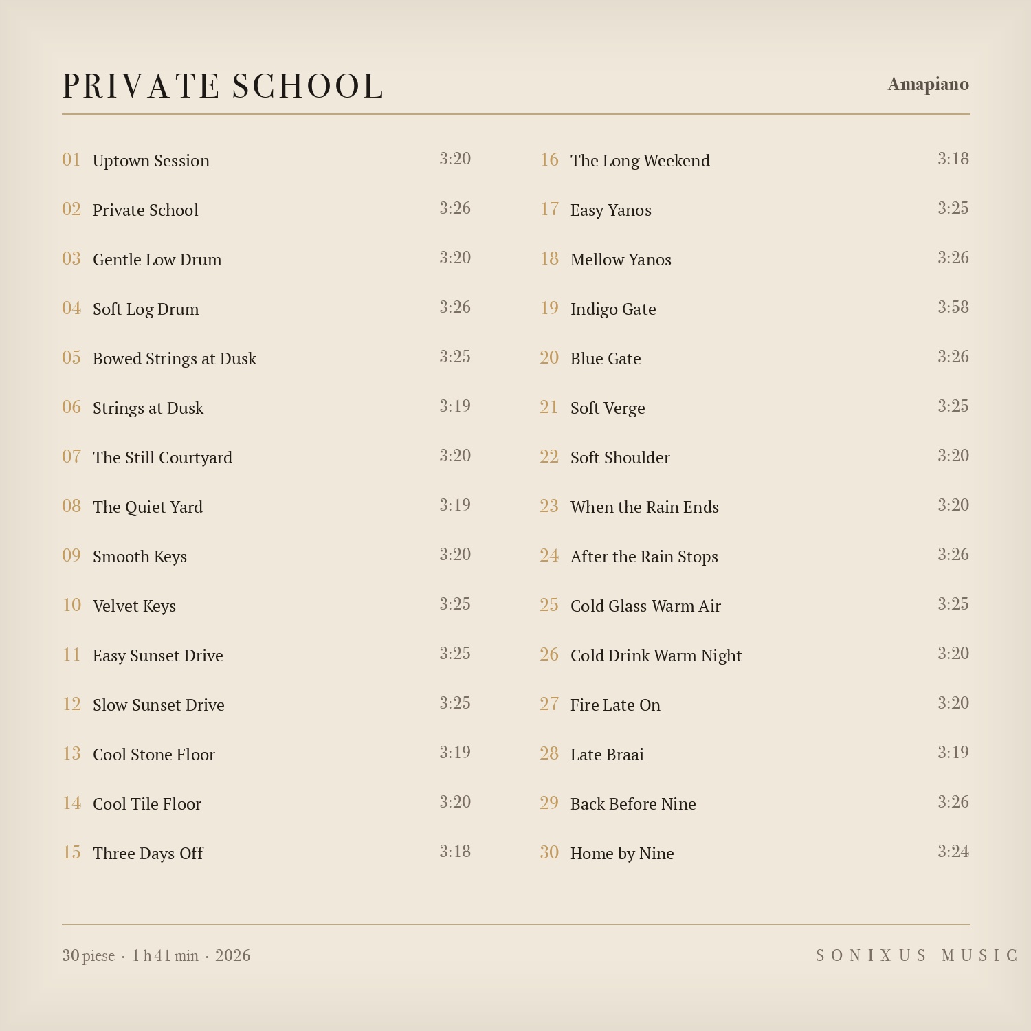 Private School — tracklist