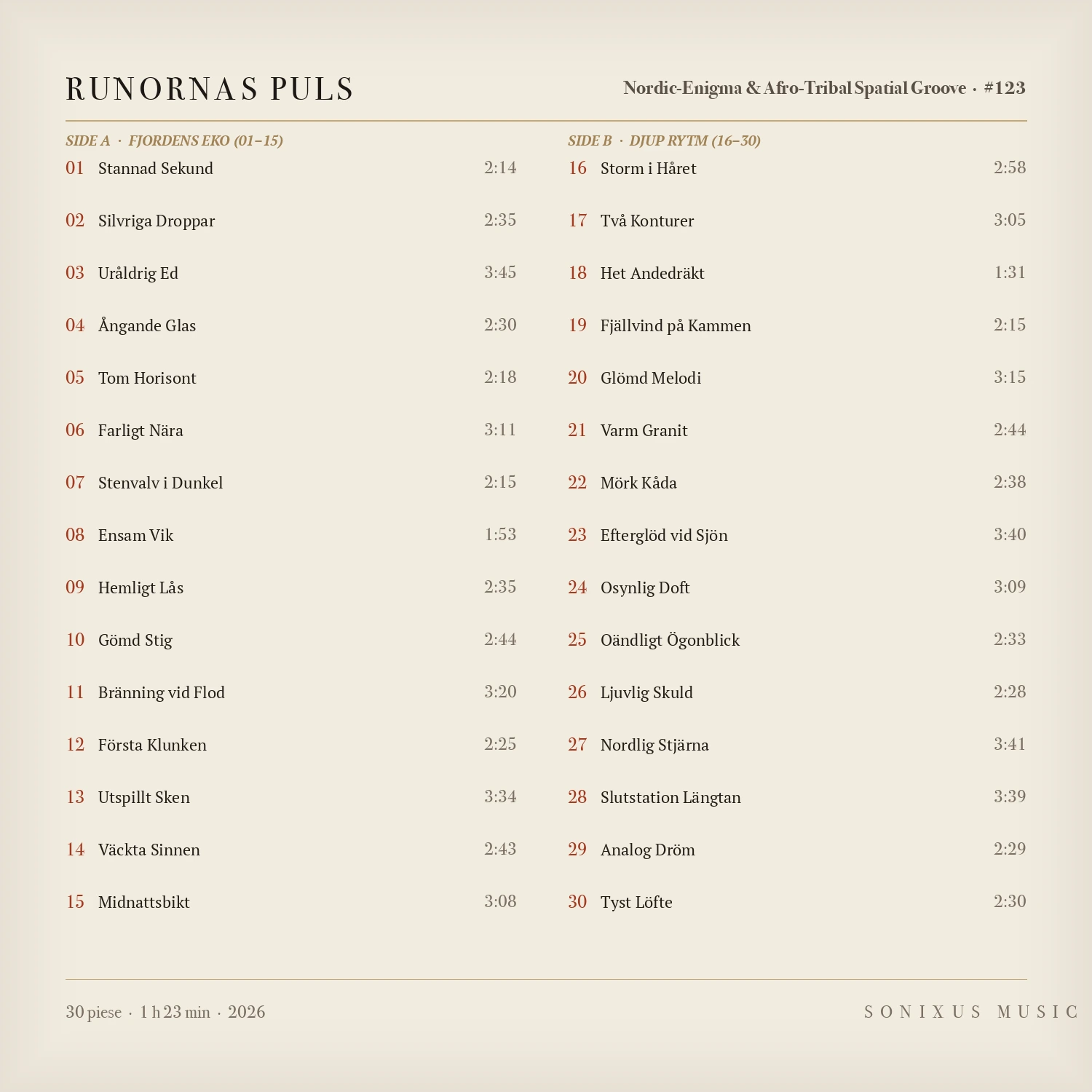 Runornas Puls — tracklist