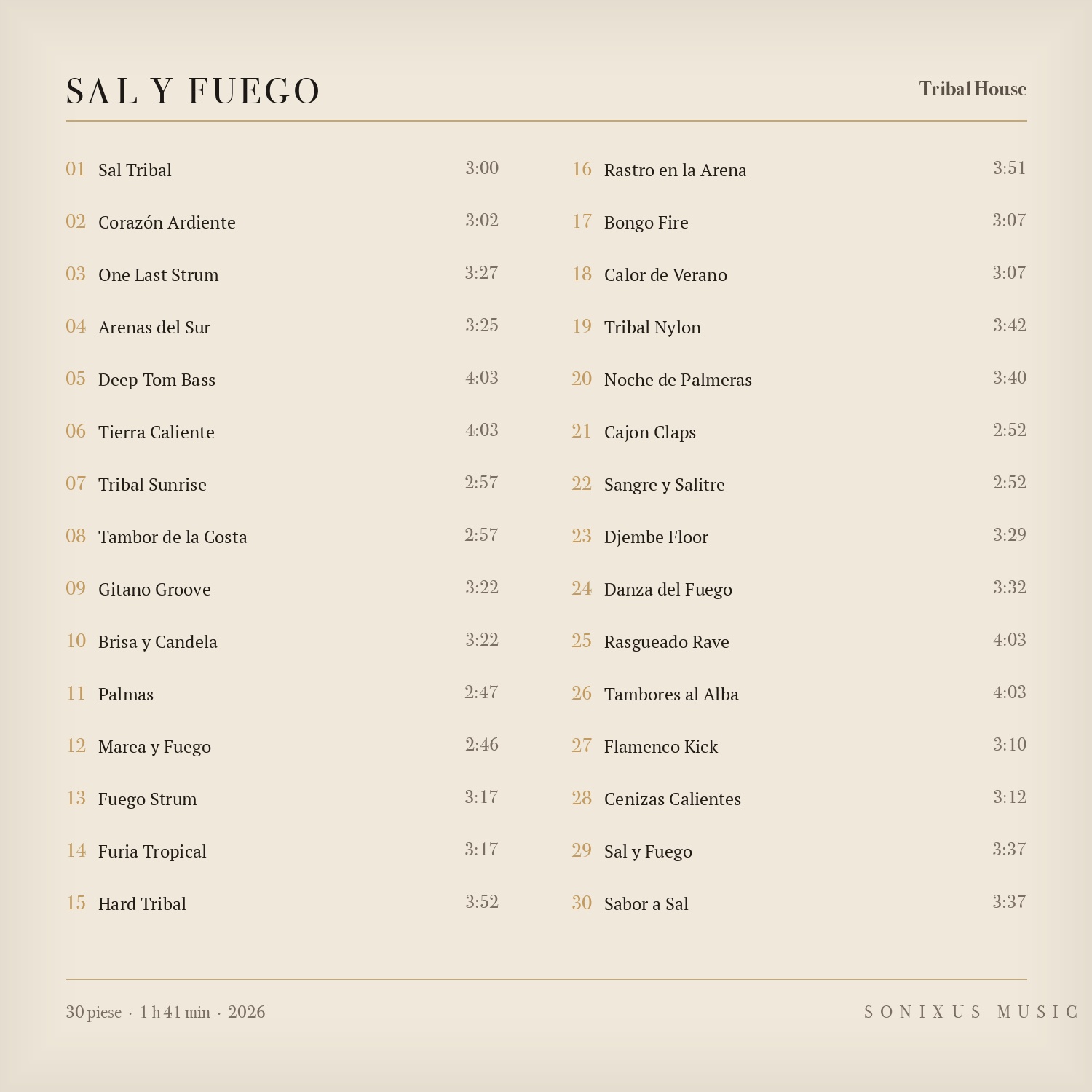 Sal y Fuego — tracklist