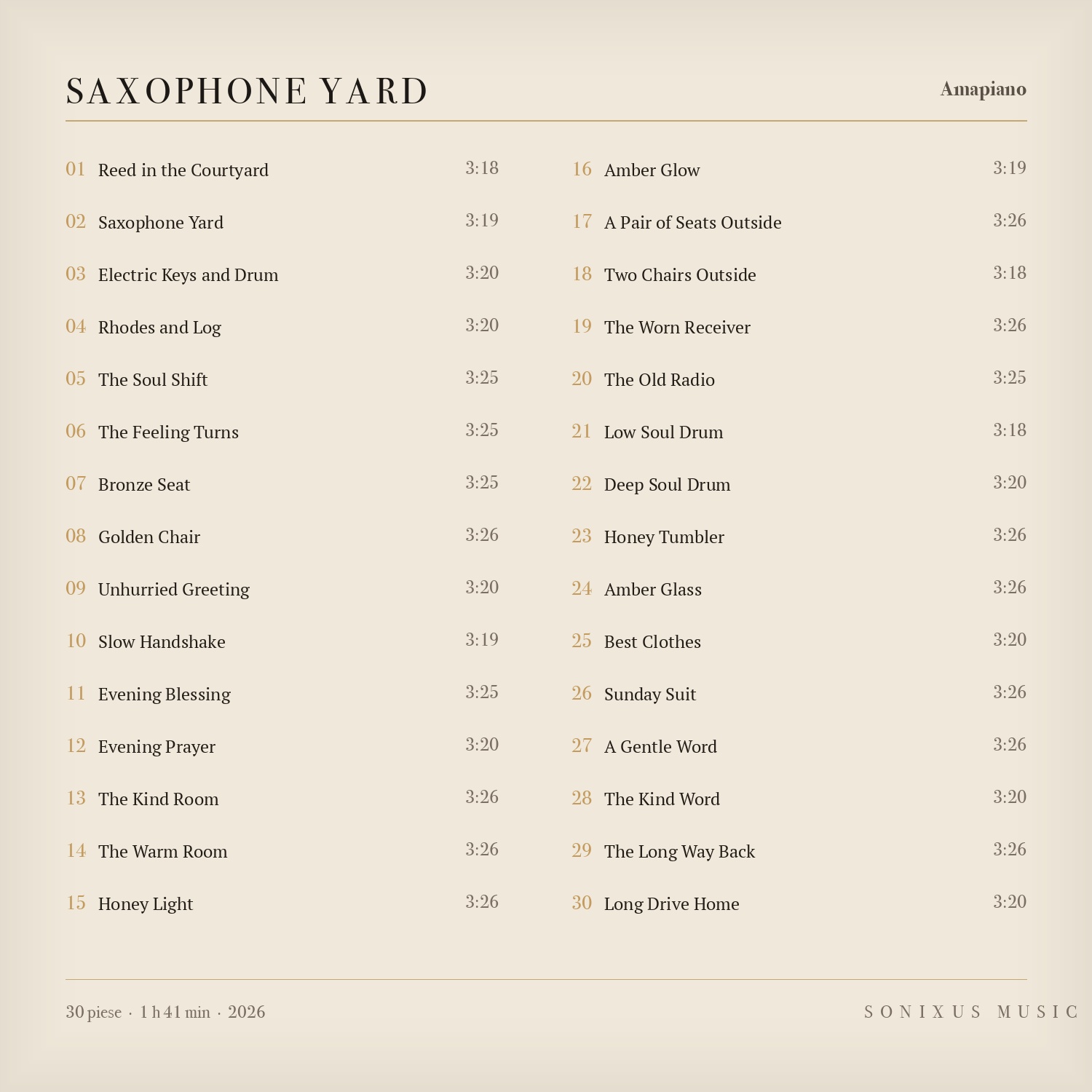 Saxophone Yard — tracklist