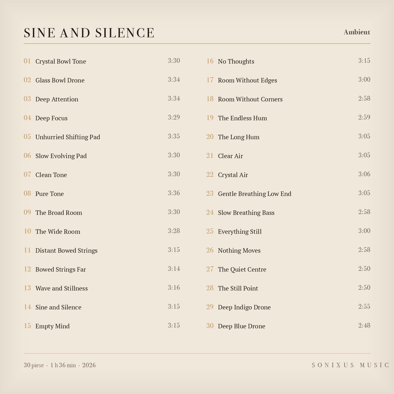 Sine and Silence — tracklist