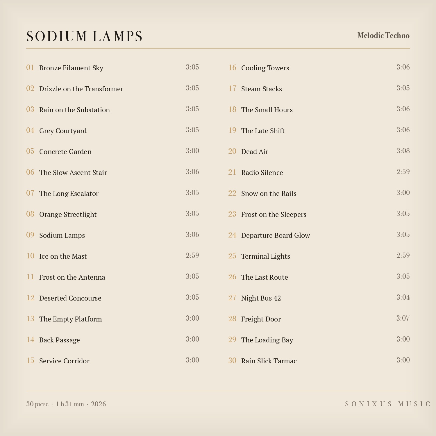 Sodium Lamps — tracklist