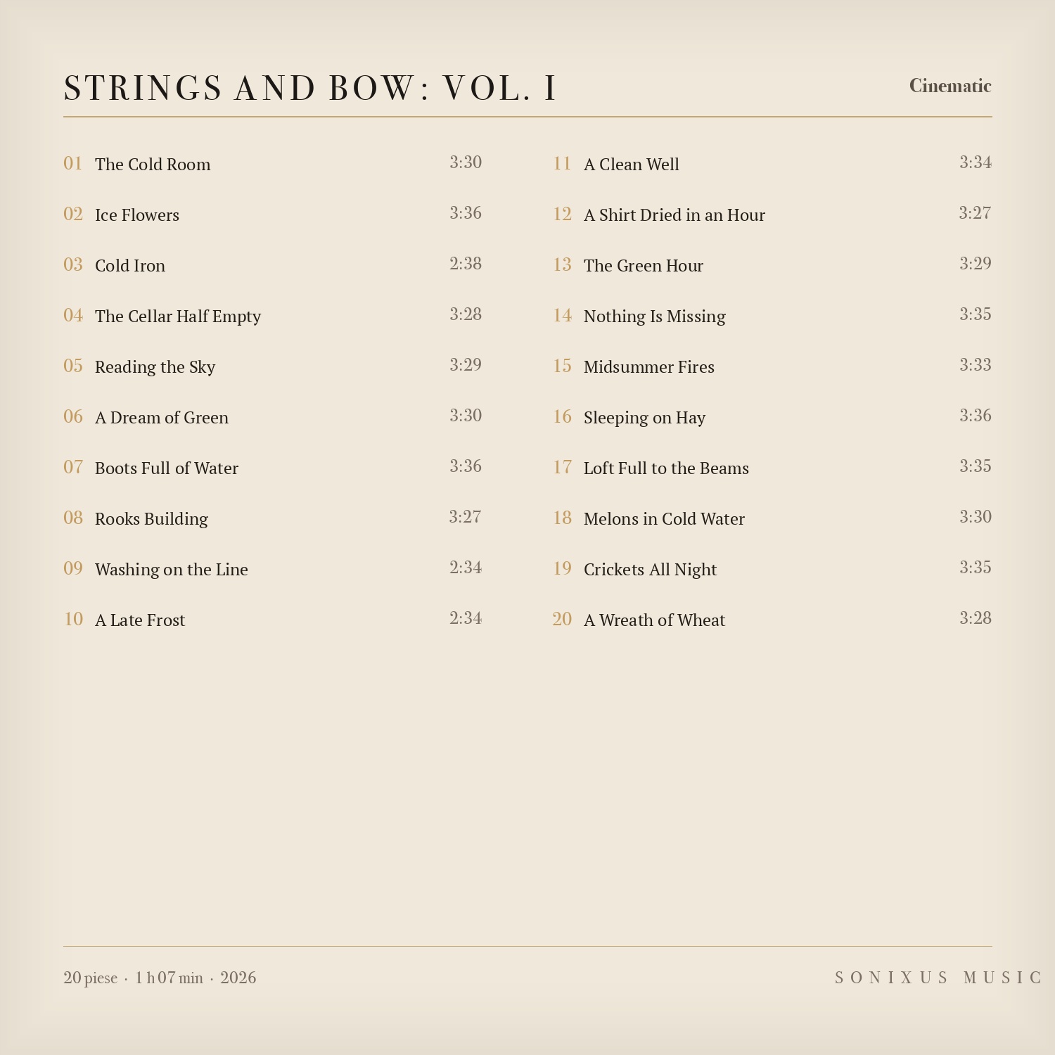 Strings and Bow: Vol. I — tracklist