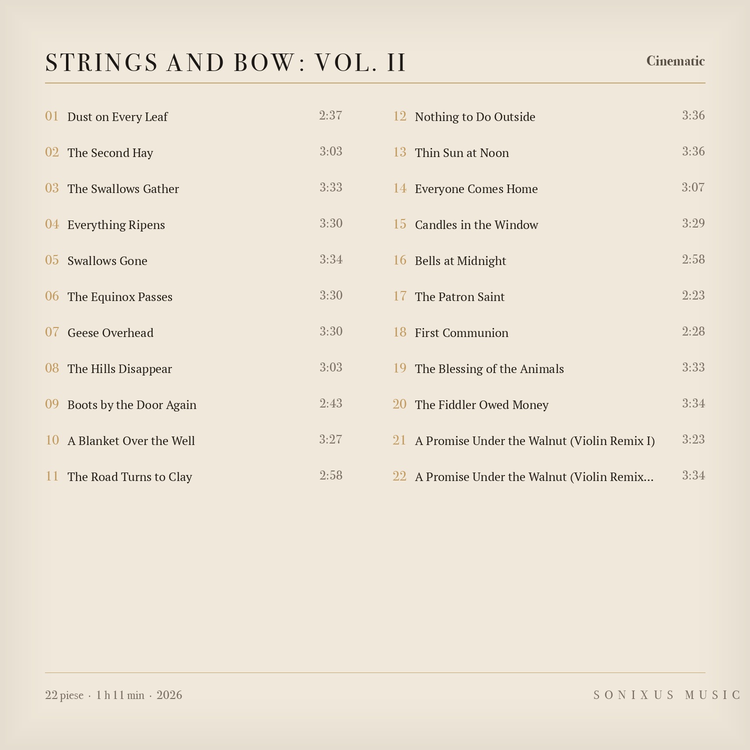 Strings and Bow: Vol. II — tracklist