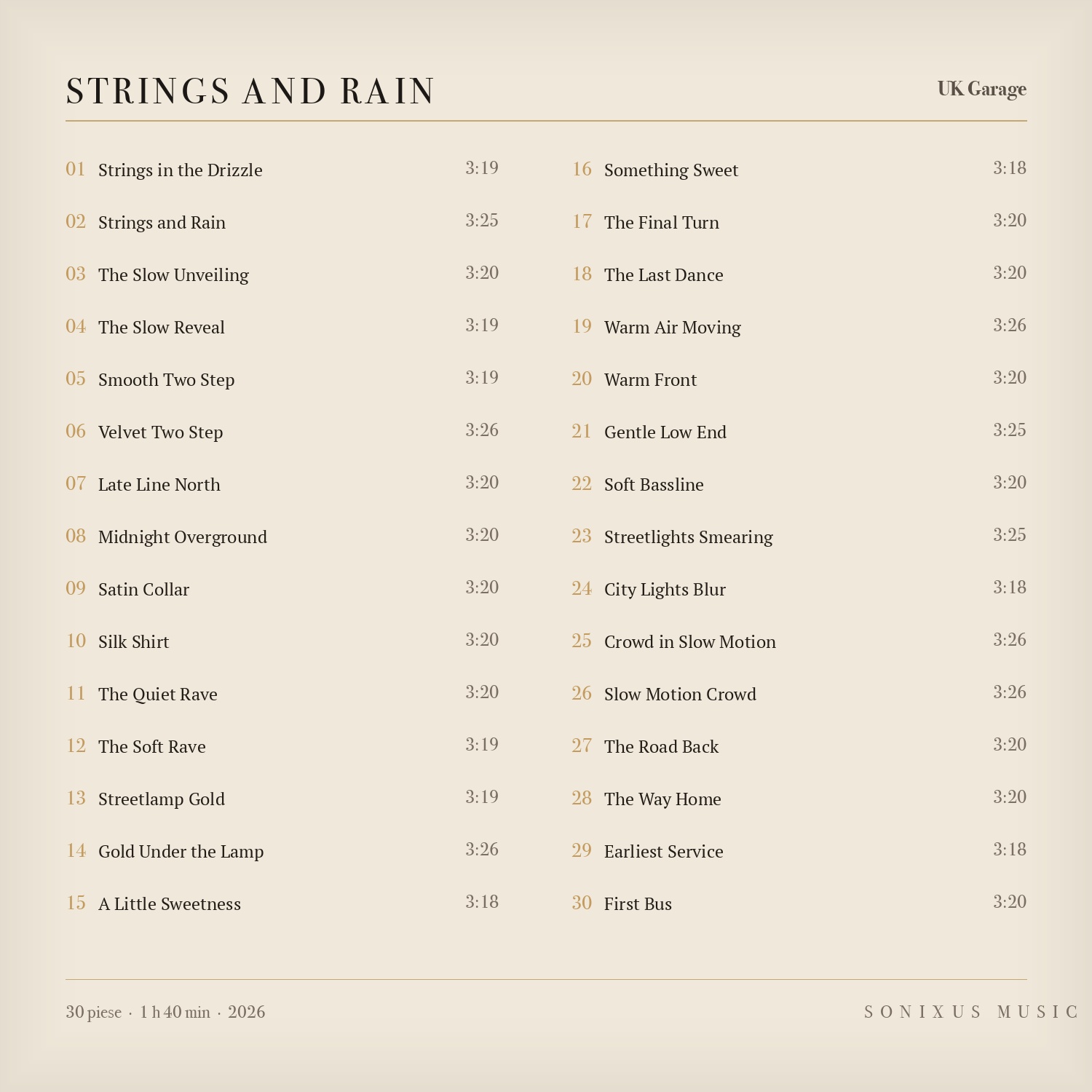 Strings and Rain — tracklist