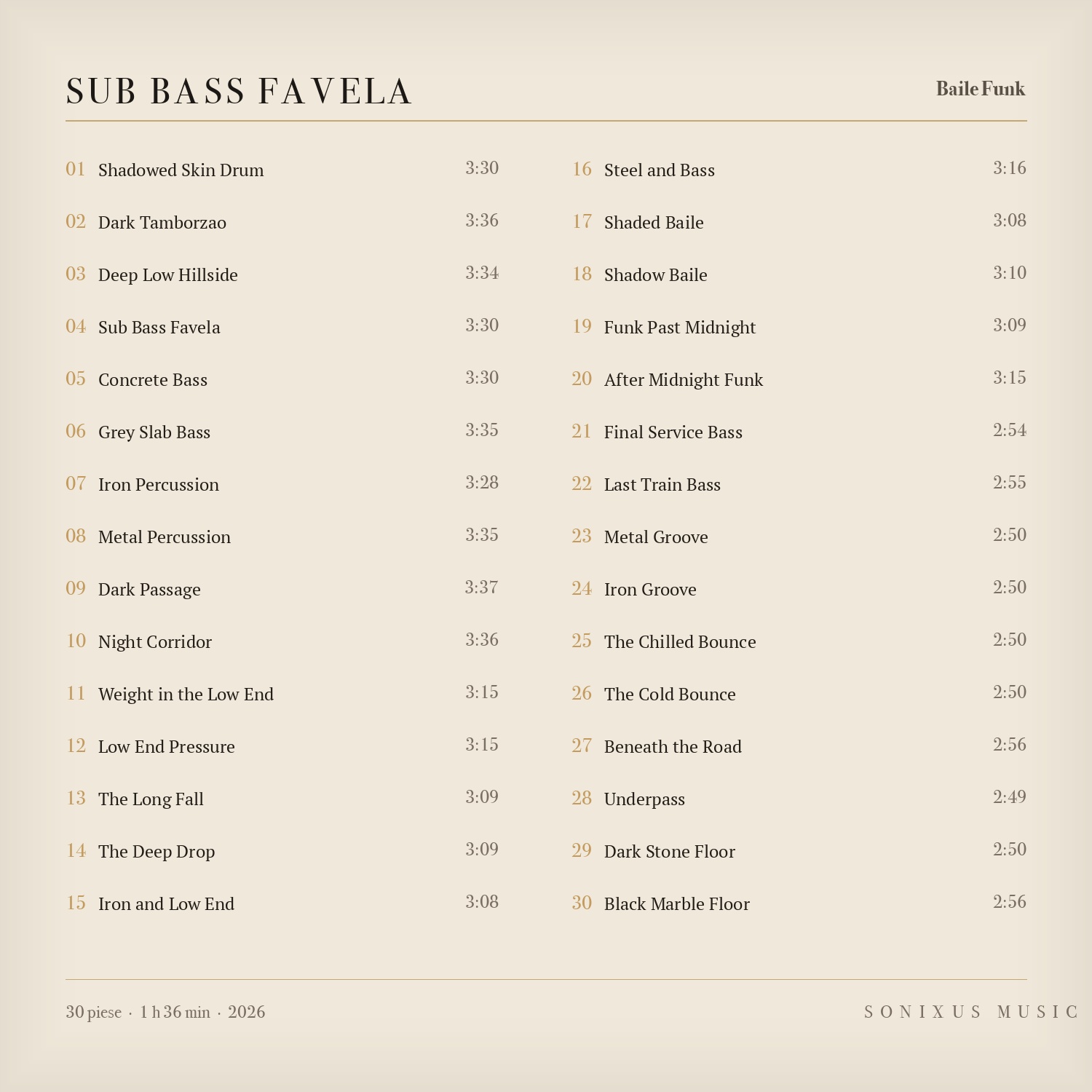 Sub Bass Favela — tracklist