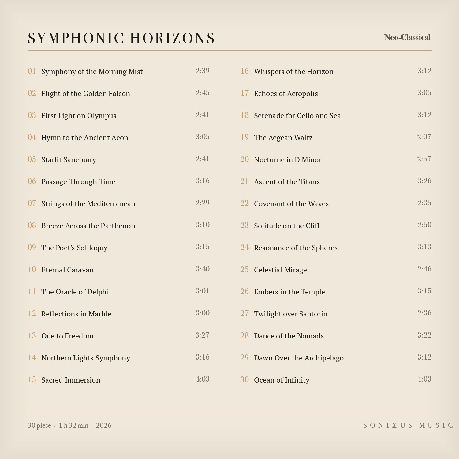 Symphonic Horizons — tracklist
