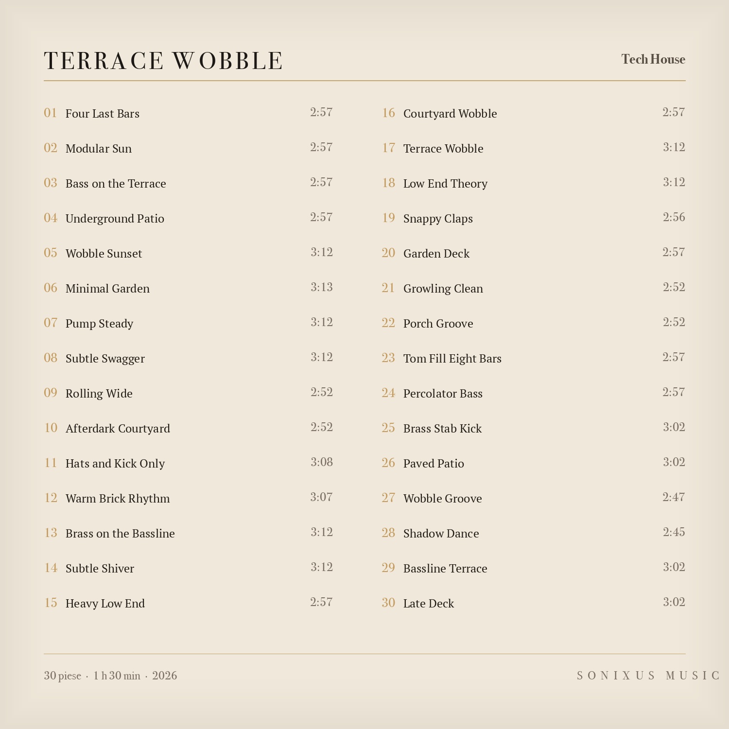 Terrace Wobble — tracklist