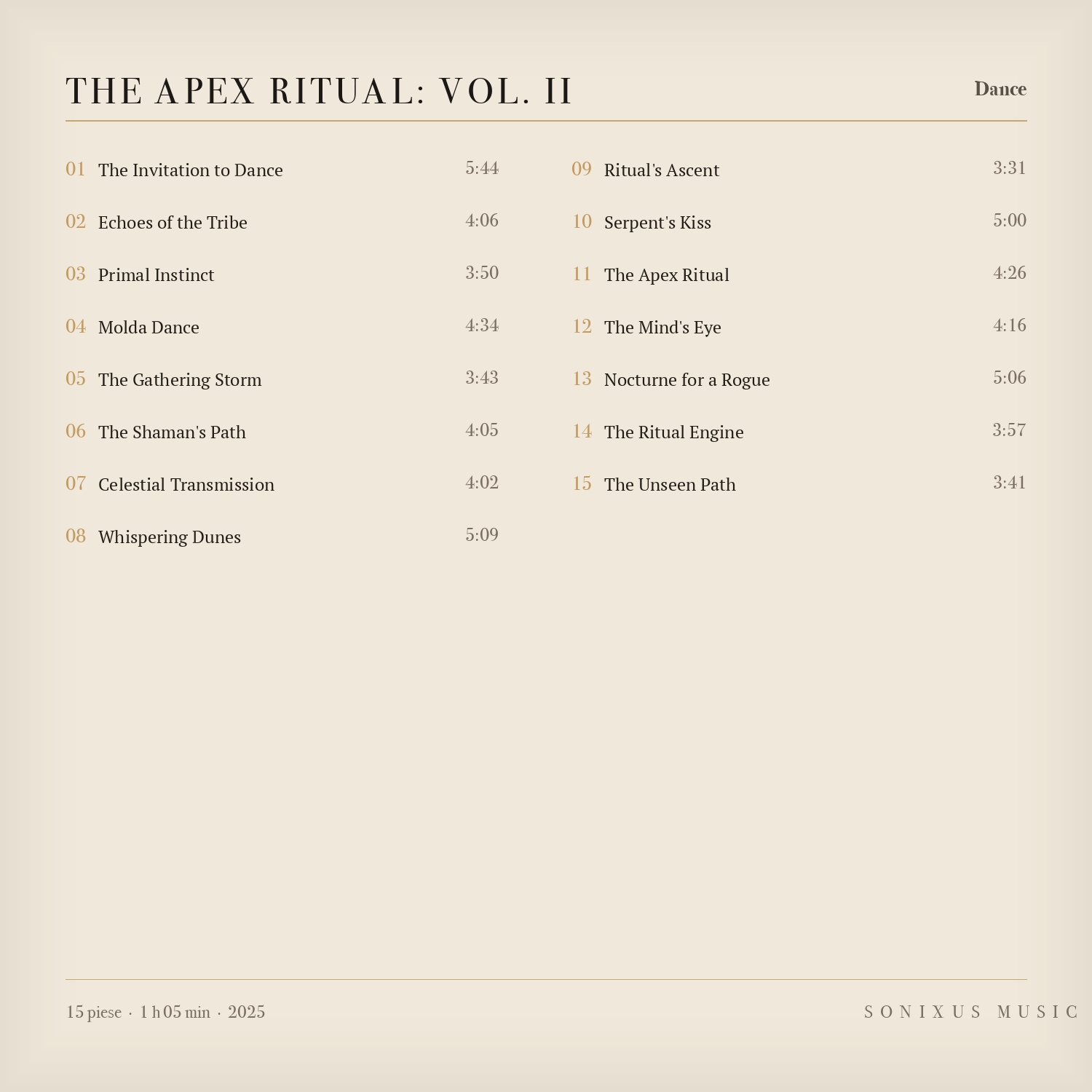 The Apex Ritual: Vol. II — tracklist